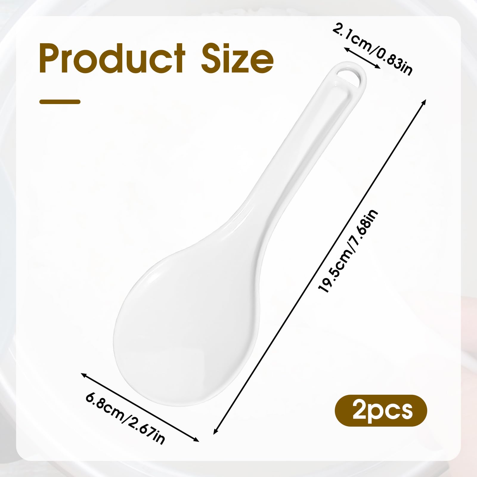 Sliverdew 2-Pack White Plastic Rice Serving Spoon - Non-Stick Rice Paddle for Rice Cooker, 7.87 Inch Kitchen Utensil - Perfect for Cooking, Serving, and Meal Prep