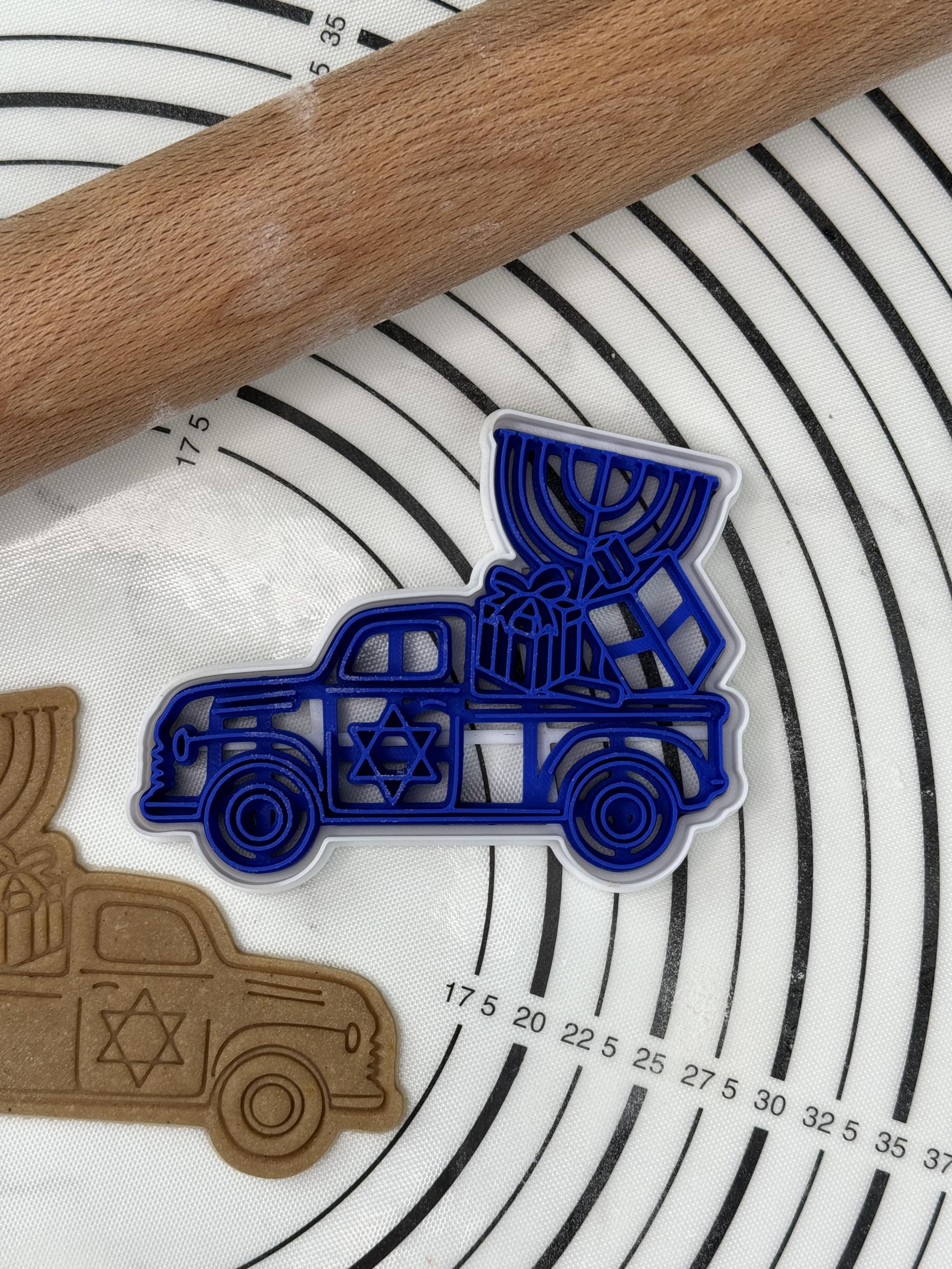 3D Printed Hanukkah Truck Cookie Cutter & Mold Set - Holiday Baking Decorations for Hanukkah Cookies, Gingerbread, and Festive Treats