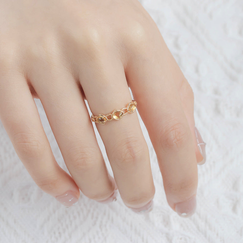 14K Gold Citrine Ring for Women - November Birthstone Jewelry, Yellow Gemstone Ring, Elegant Gift for Mom, Wife, or Girlfriend | Perfect for Birthdays, Anniversaries, and Special Occasions | TB2051