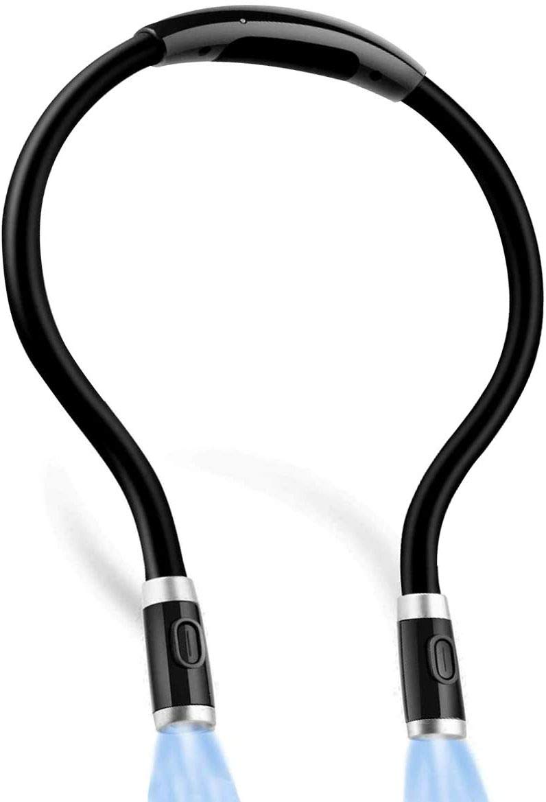 USB Rechargeable Hands Free LED Neck Book Light - Adjustable Reading Lamp for Bed, Night Reading, Camping, Repair Work & Crafts | Perfect Gift for Book Lovers & Students (Black)