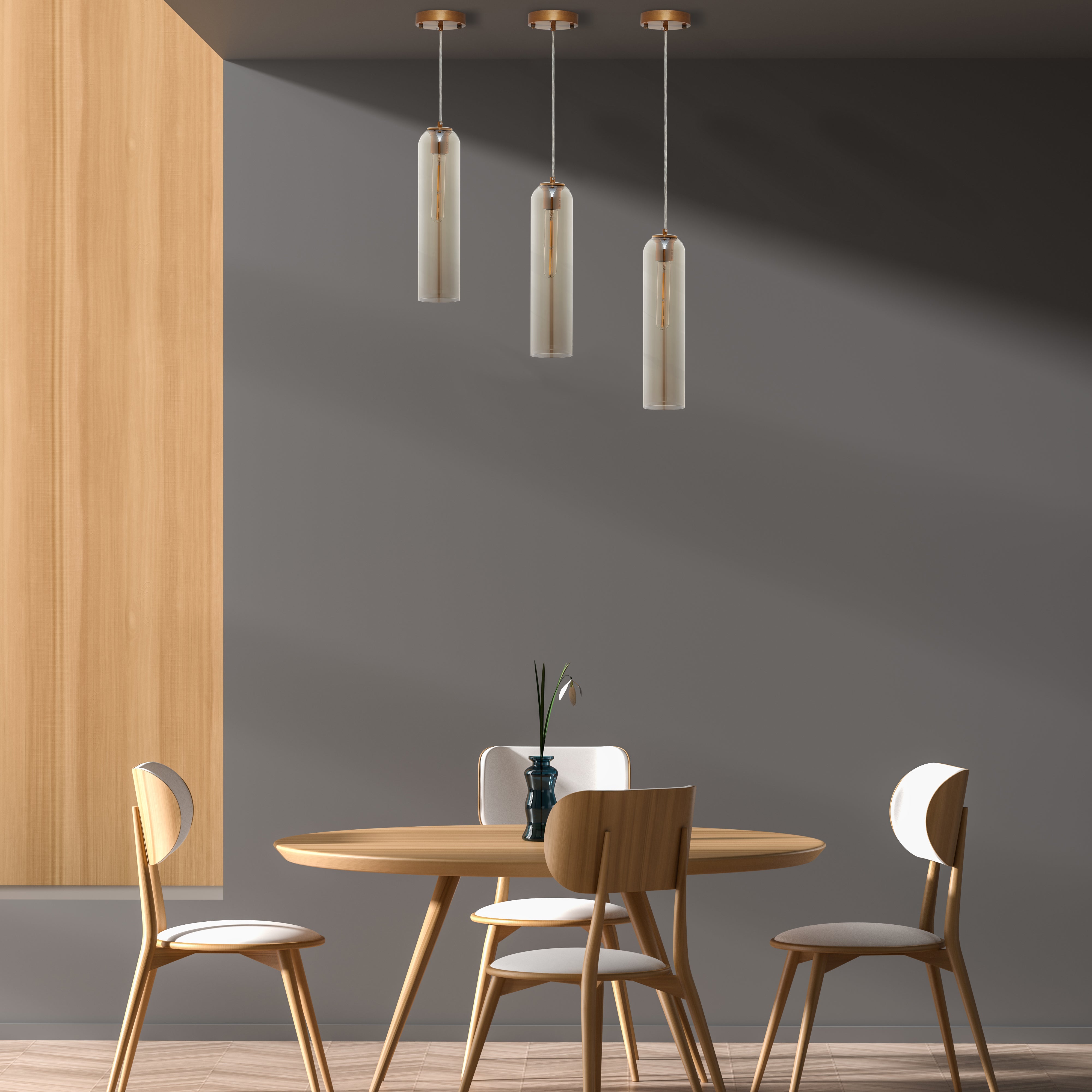 CARRO HOME Hydra Cylinder Glass Pendant Light - Modern Hanging Fixture for Kitchen Island, Dining Room & Bedroom Lighting
