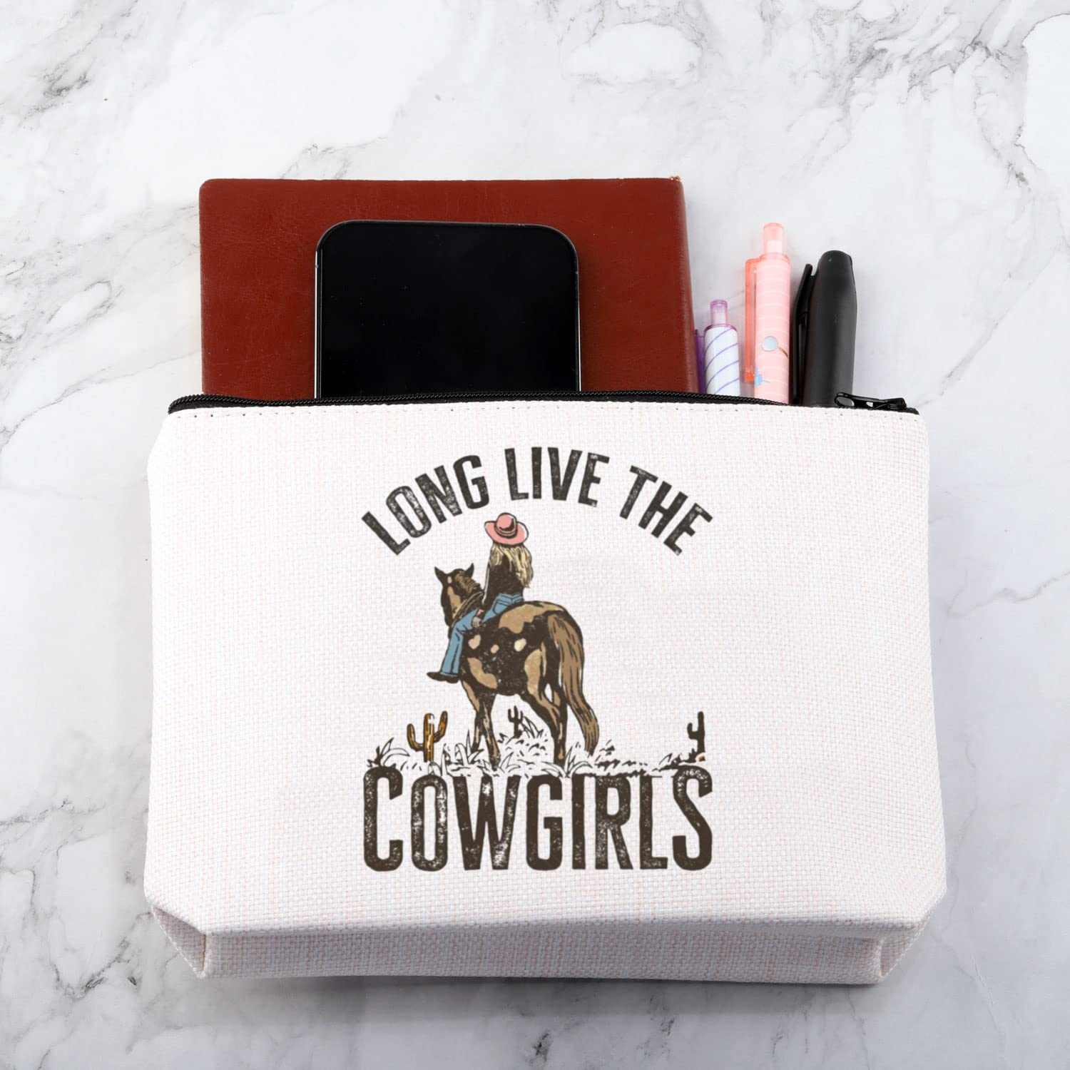 MNIGIU Western Cowgirl Cosmetic Bag - Wild West Party & Rodeo Gift, Country Music Lover Purse for Women - Perfect for Country Concerts, Rodeo Events & Western Themed Parties