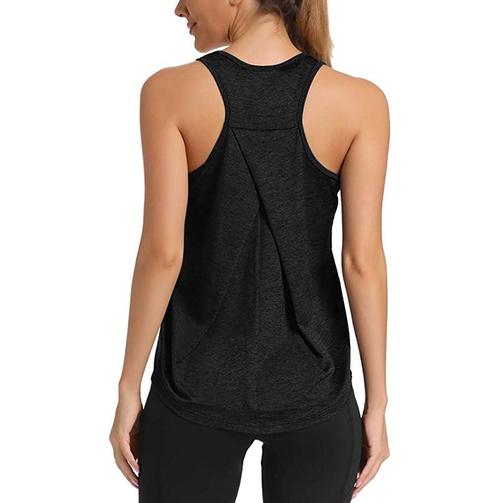 GUOBIOZIY Women's Sleeveless V-Neck Graphic T-Shirt - Casual Summer Tunic Top for Leggings, Loose Fit Printed Blouse (Black) | Perfect for Yoga, Running, Beach & Everyday Wear