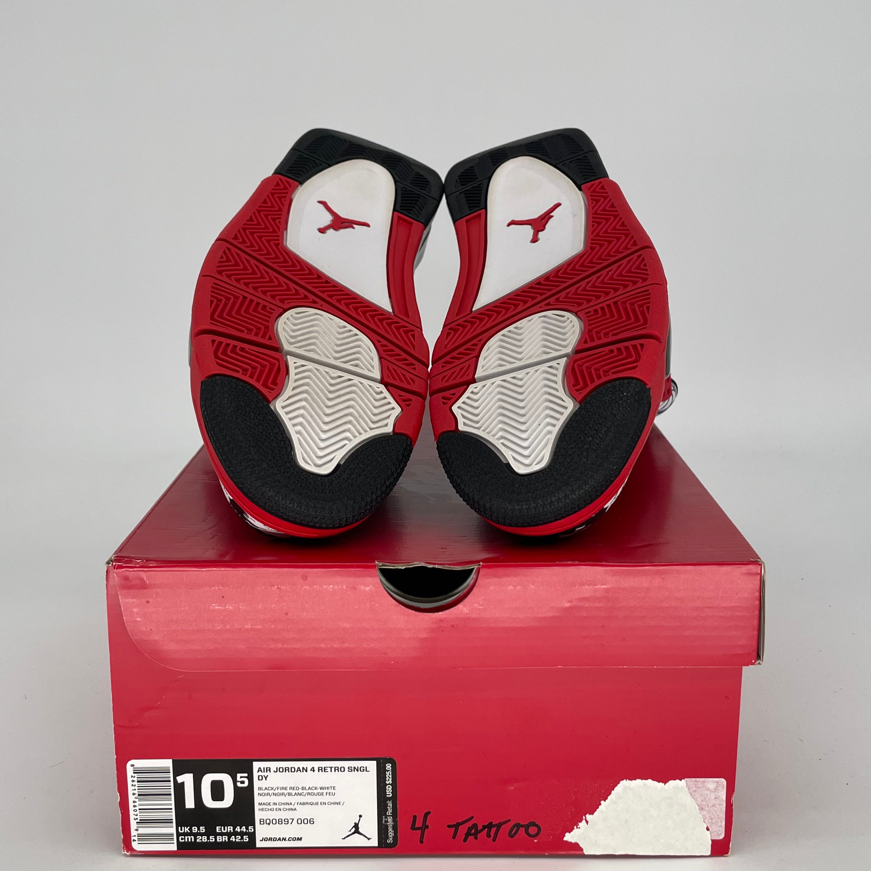 AIR JORDAN 4 TATTOO Men's Basketball Shoes Size 10.5/12W - Black/Red BQ0897-006 | Retro Sneakers for Streetwear & Casual Outfits