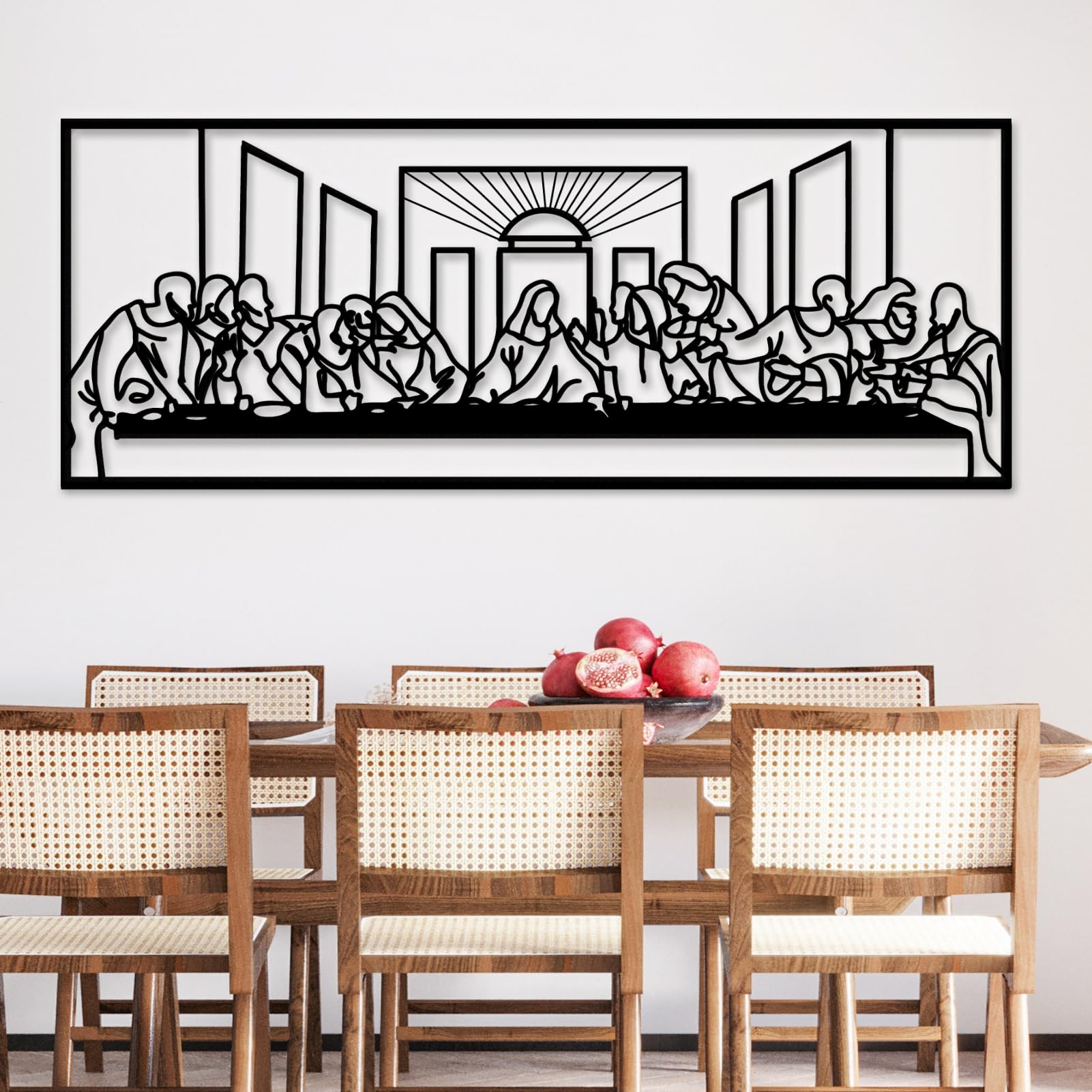 The Last Supper Wall Art - Jesus Line Art Metal Decor for Dining Room & Christian Home - Religious Gift (33.46 x 12.9 in) - Perfect for Church, Prayer Room & Faith-Inspired Interior Design