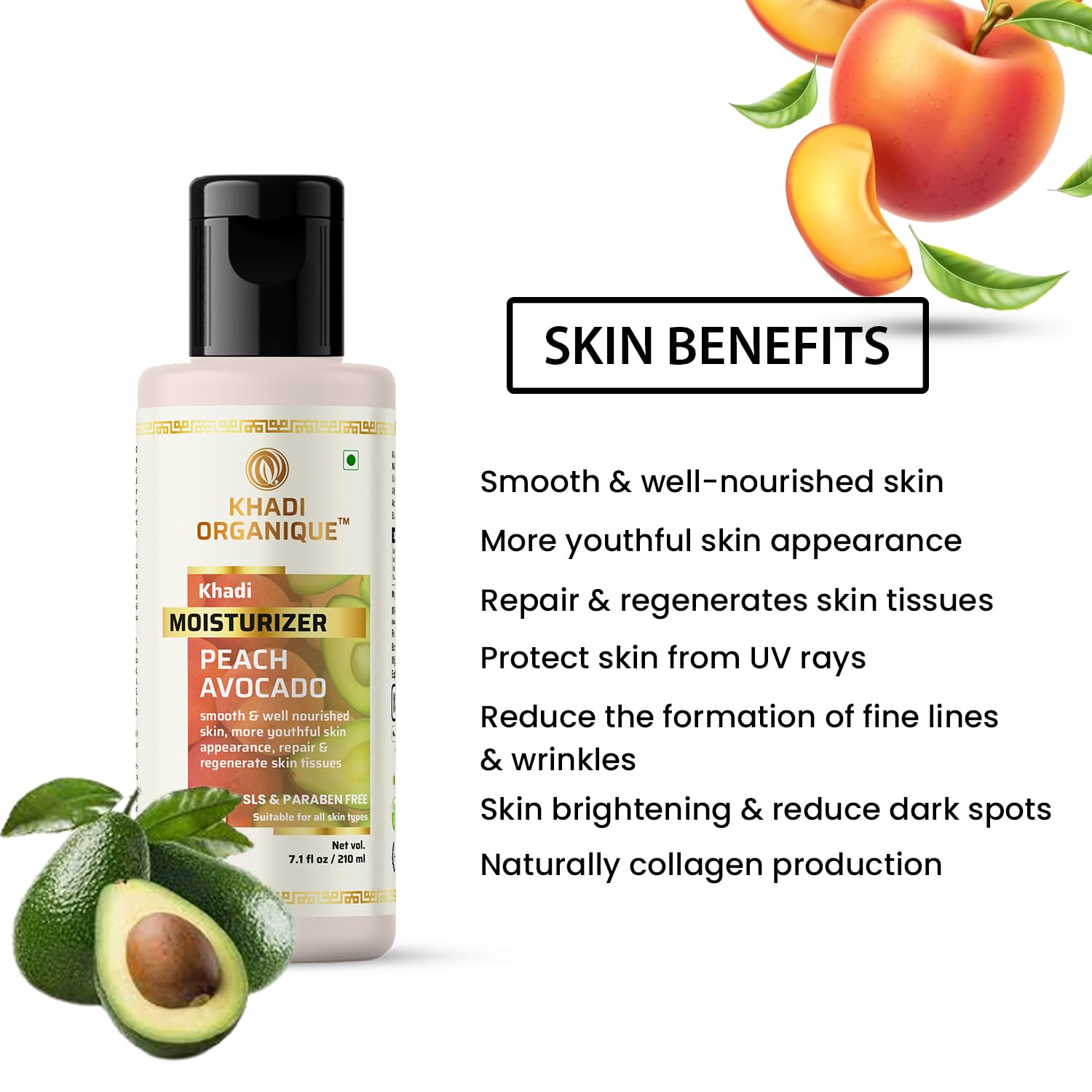 Khadi Organique Sandal Turmeric Body Wash & Peach Avocado Moisturizer Combo for Healthy Skin - Natural Ayurvedic Skincare Set for Dry & Sensitive Skin, Perfect for Daily Shower & Post-Bath Hydration