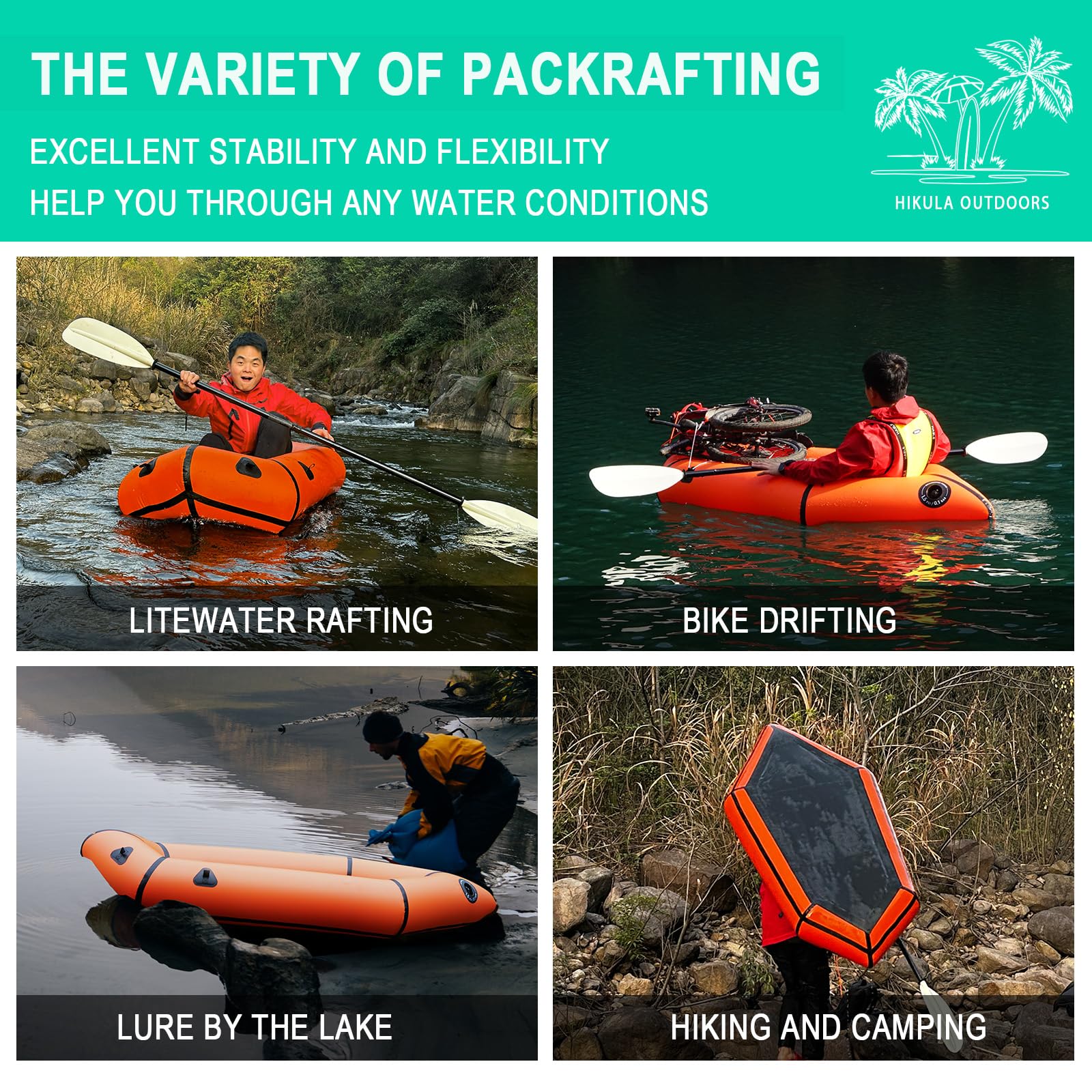 **TPU Inflatable Packraft Kayak - 1 Person Lightweight Pack Raft for Adults & Kids, Portable Dinghy with Soft Seat for Fishing, Adventure & Flat Water Rafting | Easy Rapid Inflation for Camping, Hiking & Outdoor Exploration**