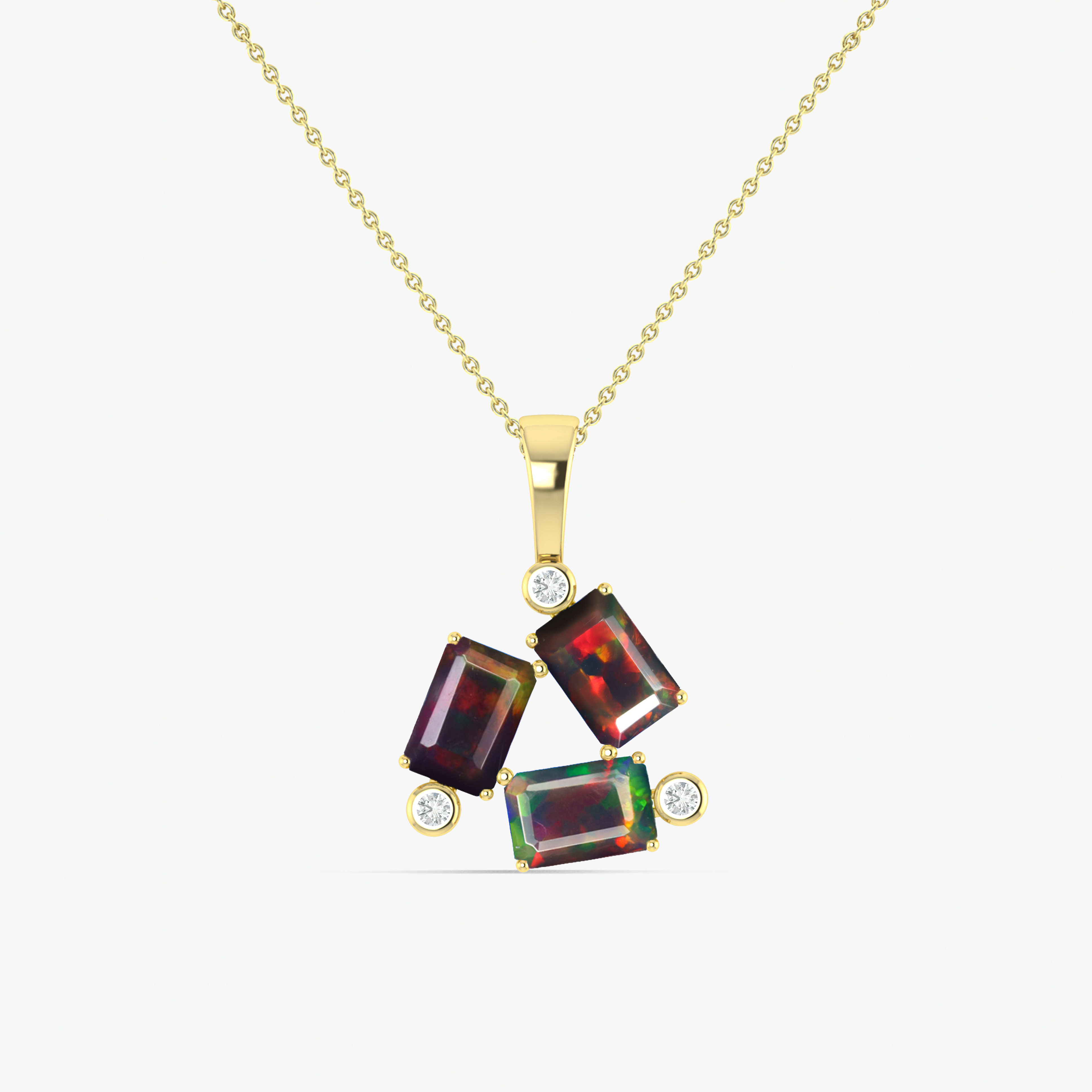 Black Opal Baguette Gemstone Charm Pendant Necklace - Elegant Dainty Jewelry for Women, Perfect for Everyday Wear, Gift Giving & Special Occasions