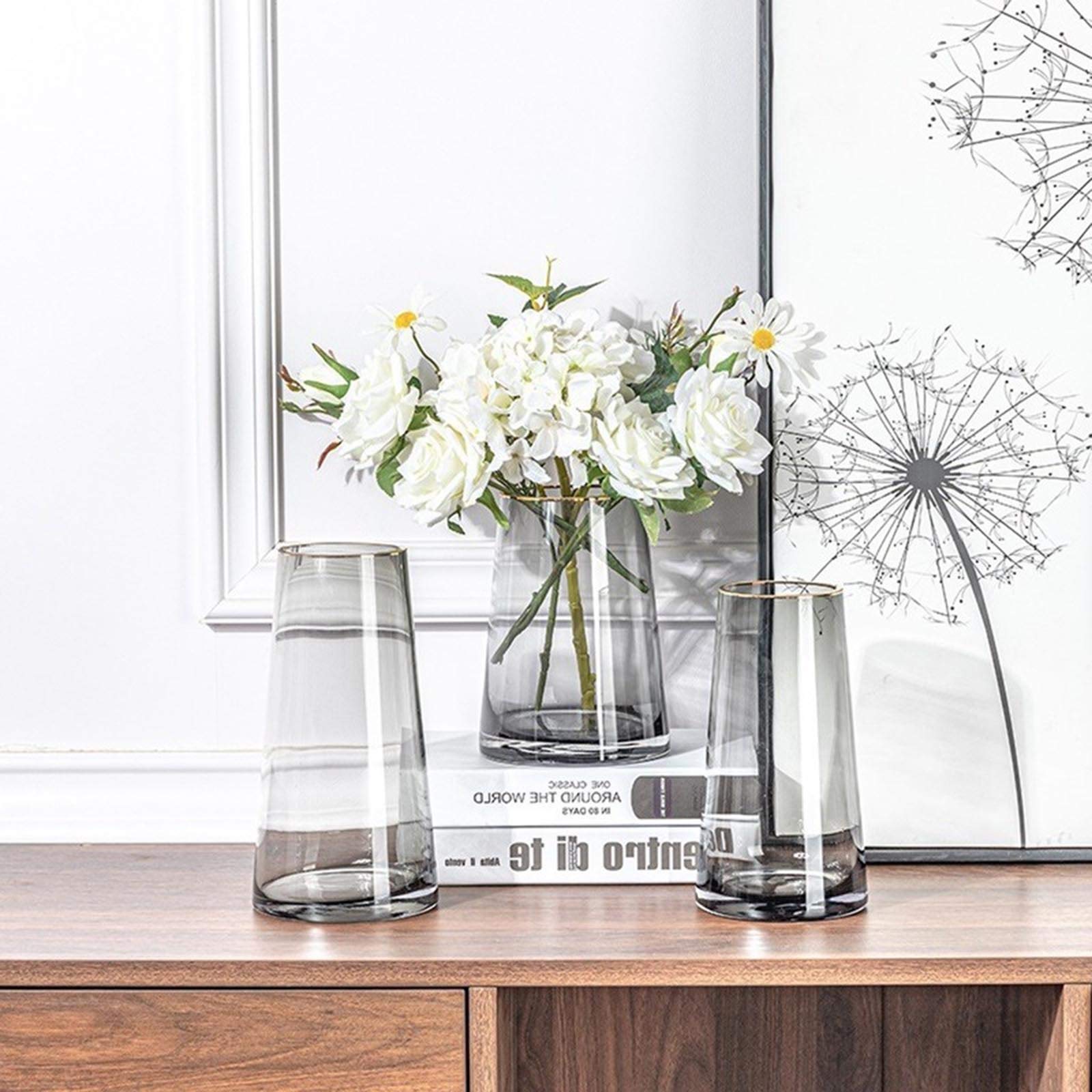 Multifunctional Hydroponic Glass Vase - 3.75 Inch Thickened Transparent Cone Flower Vase for Plants, Herbs & Home Decor | Perfect for Windowsill, Office Desk & Kitchen Herb Garden