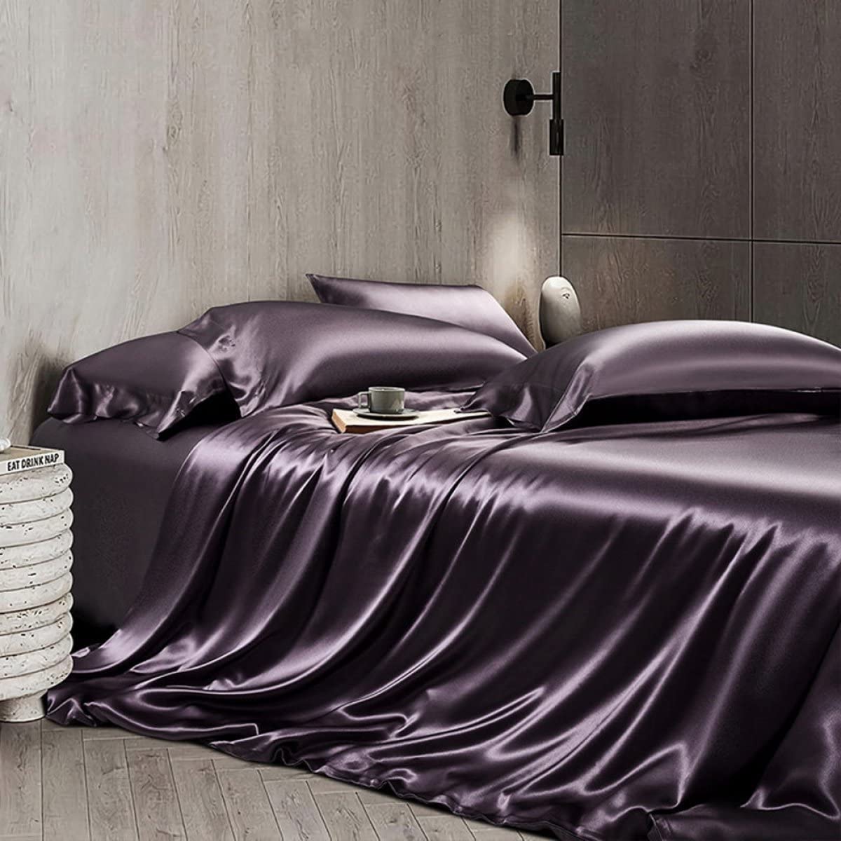 Luxurious Ultra Soft Silky Satin 6-Piece Bed Sheet Set - Queen Size, Wrinkle-Free & Breathable for Comfortable Sleep | Perfect for Master Bedroom, Guest Room & Hotel Use