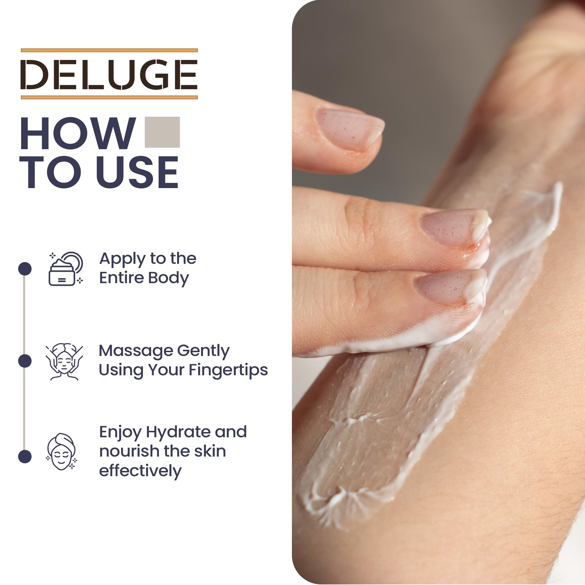 DELUGE Unscented Body Butter for Women & Men - 100% Organic Moisturizing Cream for Dry Skin - Long Lasting Hydration, Non-Greasy Formula - Made in USA (6 FL OZ) - Perfect for Daily Skincare & Post-Shower Hydration