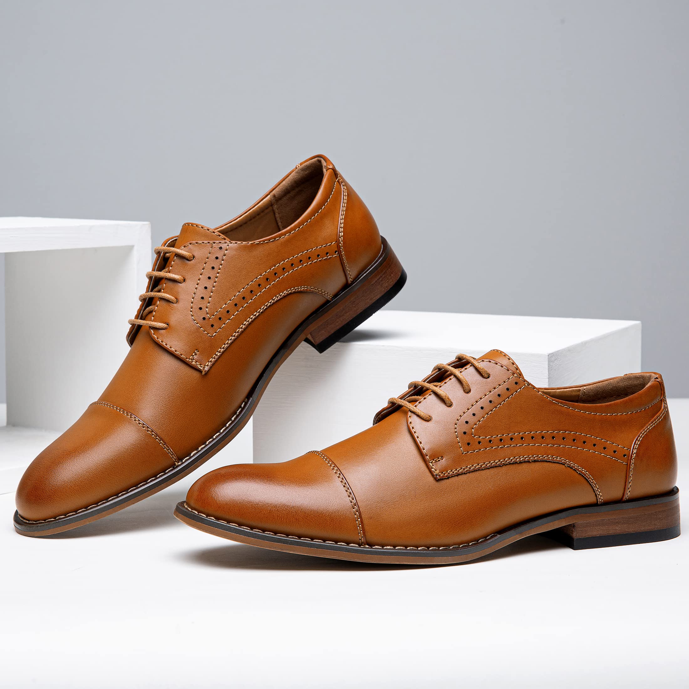 Vostey Classic Wingtip Brogue Oxford Dress Shoes for Men | Formal Business & Wedding Shoes | Premium Leather Comfortable Mens Dress Shoes for Office, Party & Special Occasions