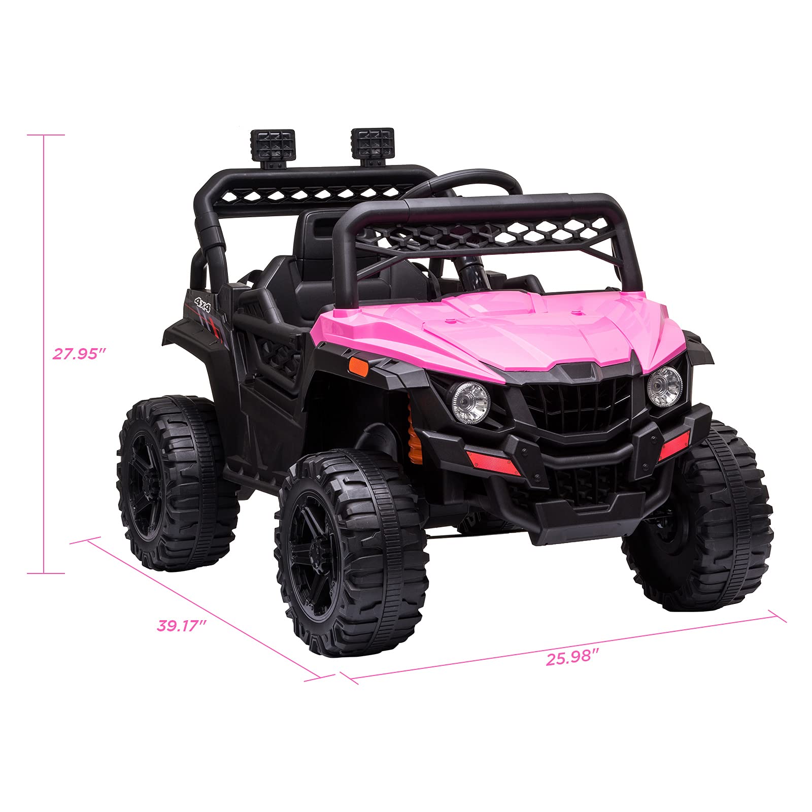 12V Kids Ride On UTV - Electric Powered Toy Car for Toddlers with Parental Remote Control, 4-Wheel Spring Suspension, LED Lights & Music (Pink) - Perfect for Outdoor Play, Birthday Gifts & Family Fun