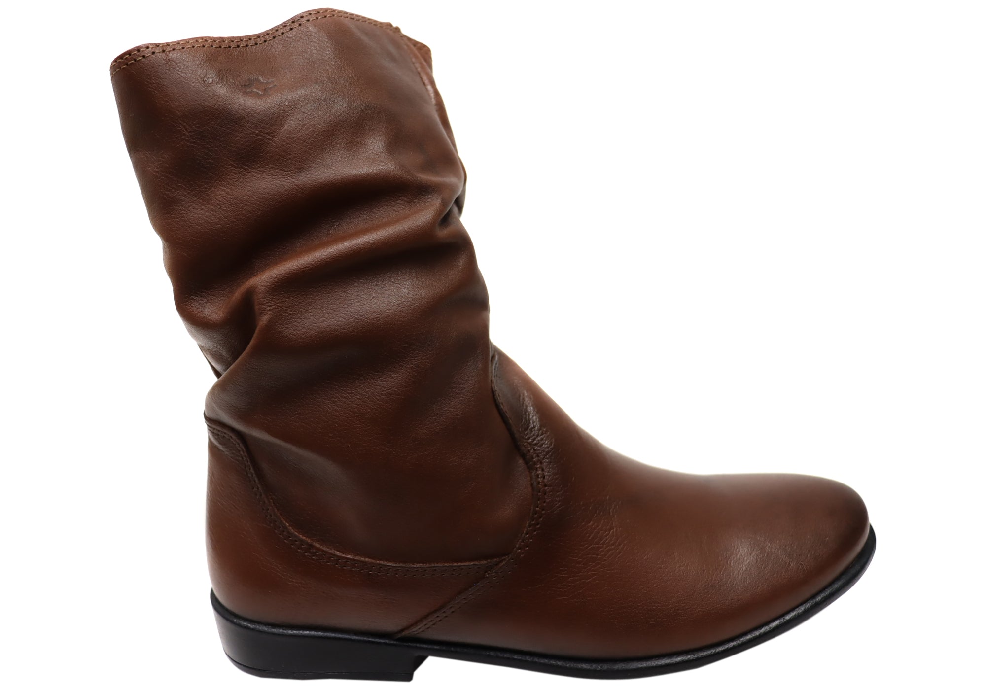 Perlatto Lucia Women's Brazilian Comfortable Leather Mid Calf Boots - Stylish Ankle Boots for Fall & Winter Fashion, Office Wear & Casual Outfits