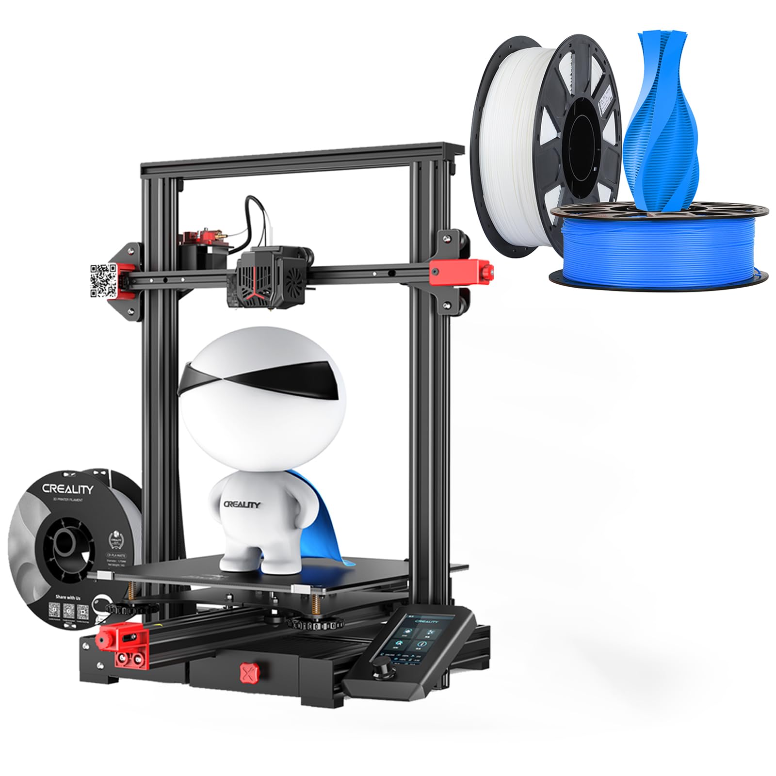 Creality Ender 3 Max Neo 3D Printer with 1.75mm White & Blue PLA Filament Bundle - Perfect for Home DIY, Prototyping & Hobby Projects