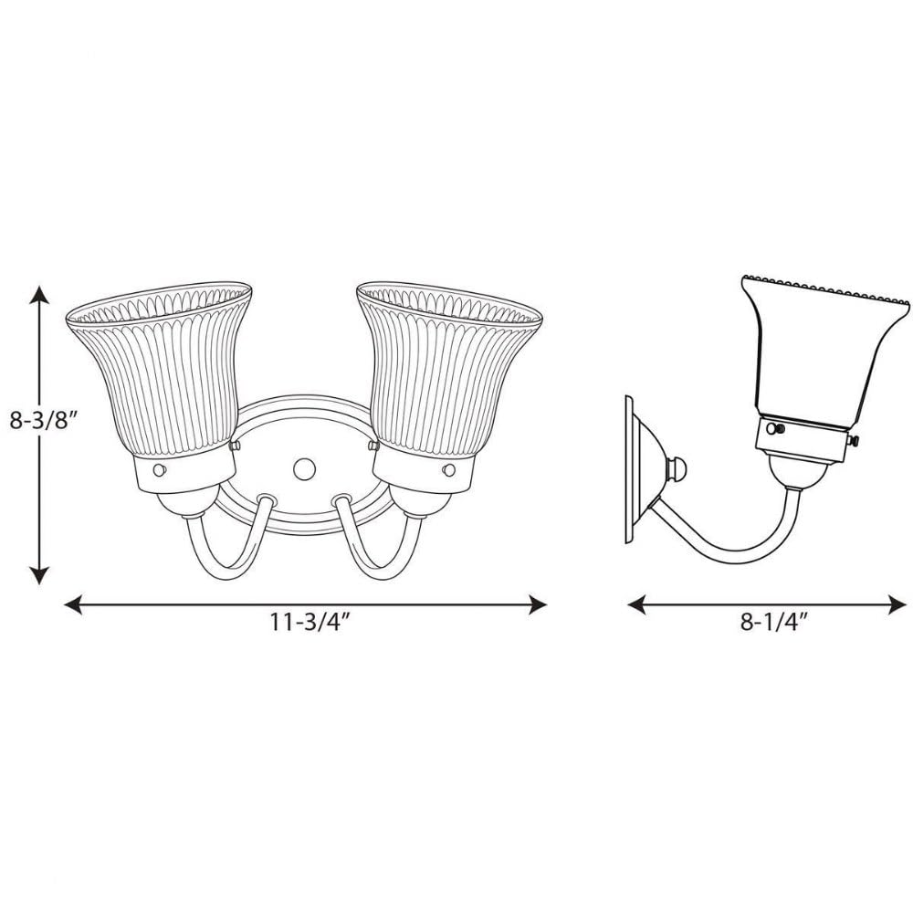Progress Lighting 2-Light Traditional Bath Vanity Light with Etched Fluted Glass in Brushed Nickel - Perfect for Bathroom, Powder Room & Dressing Area Lighting