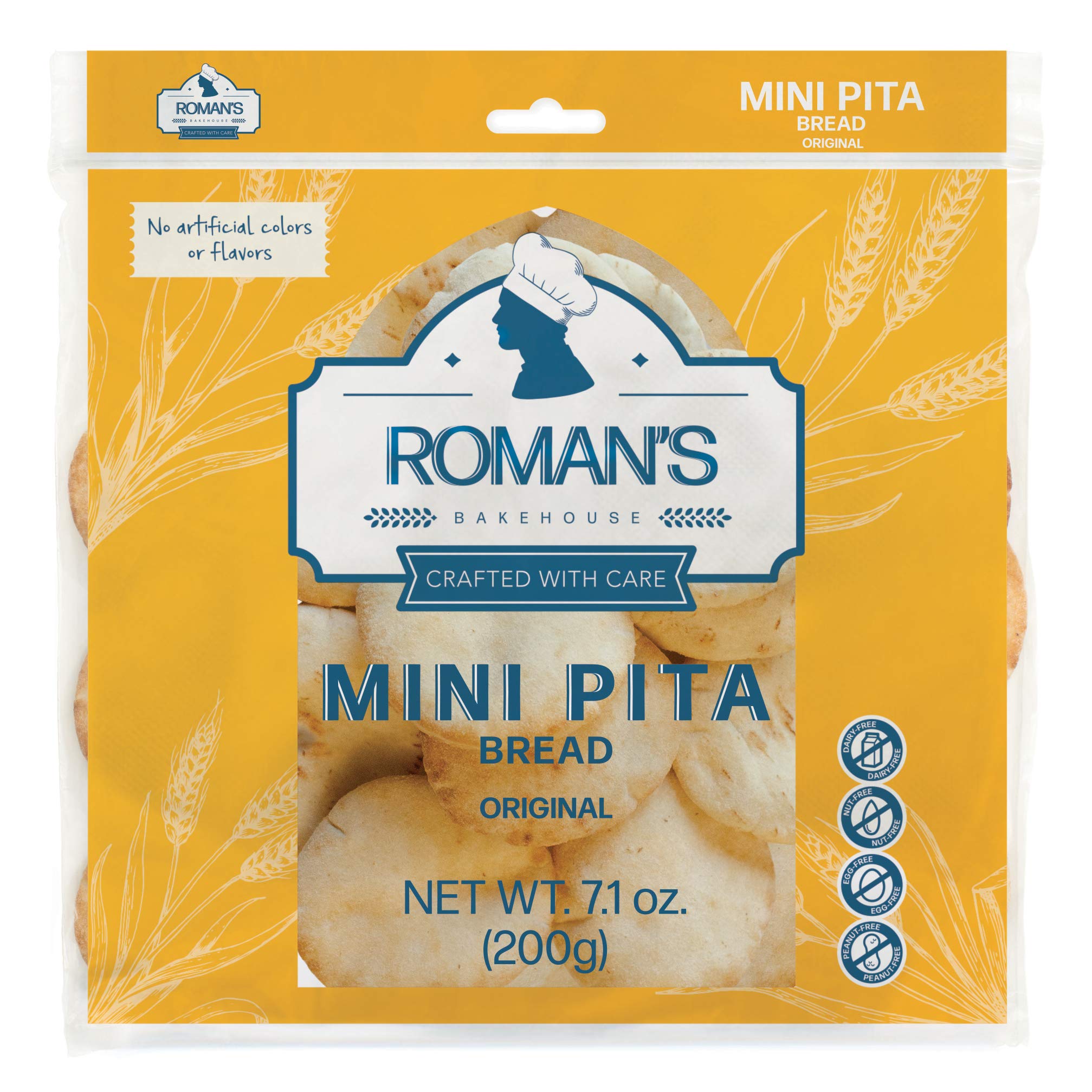 Roman's Bakehouse Original Mini Pita Bread - 200g (Pack of 6) | Soft & Fluffy Pockets for Sandwiches, Wraps, Dips & Mediterranean Meals | Perfect for Lunch Boxes, Parties & Quick Snacks