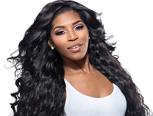 LUSH LOCKS® 20 Inch Long Wavy Hair Extensions for Women & Girls - Black Human Hair Wigs for Everyday Wear, Parties & Special Occasions