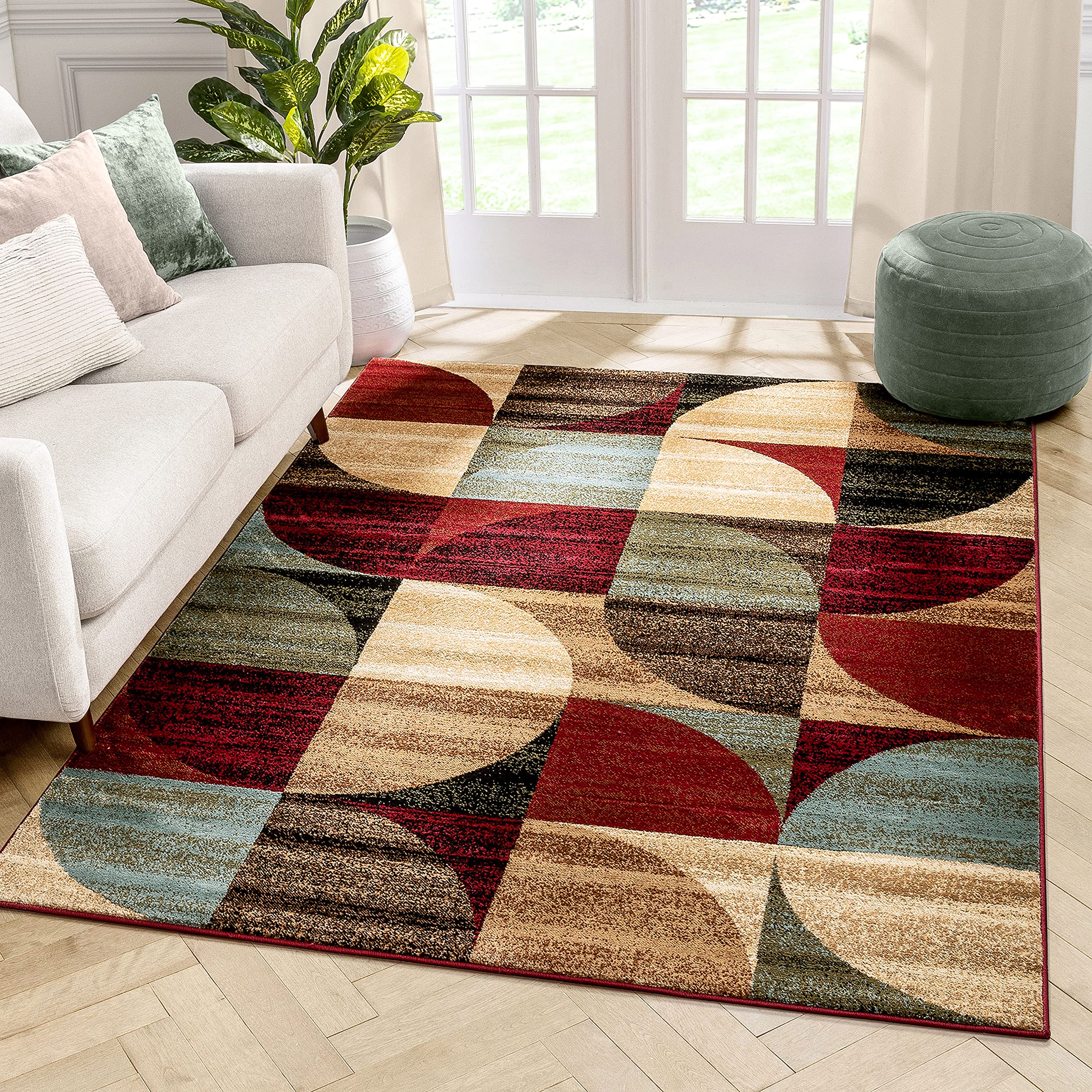 Well Woven Barclay Collection Bowery Art Deco Ivory 8x10 Area Rug - Soft Non-Slip Modern Rug for Living Room, Bedroom, Dining Room & Office - Home Decor & Floor Protection