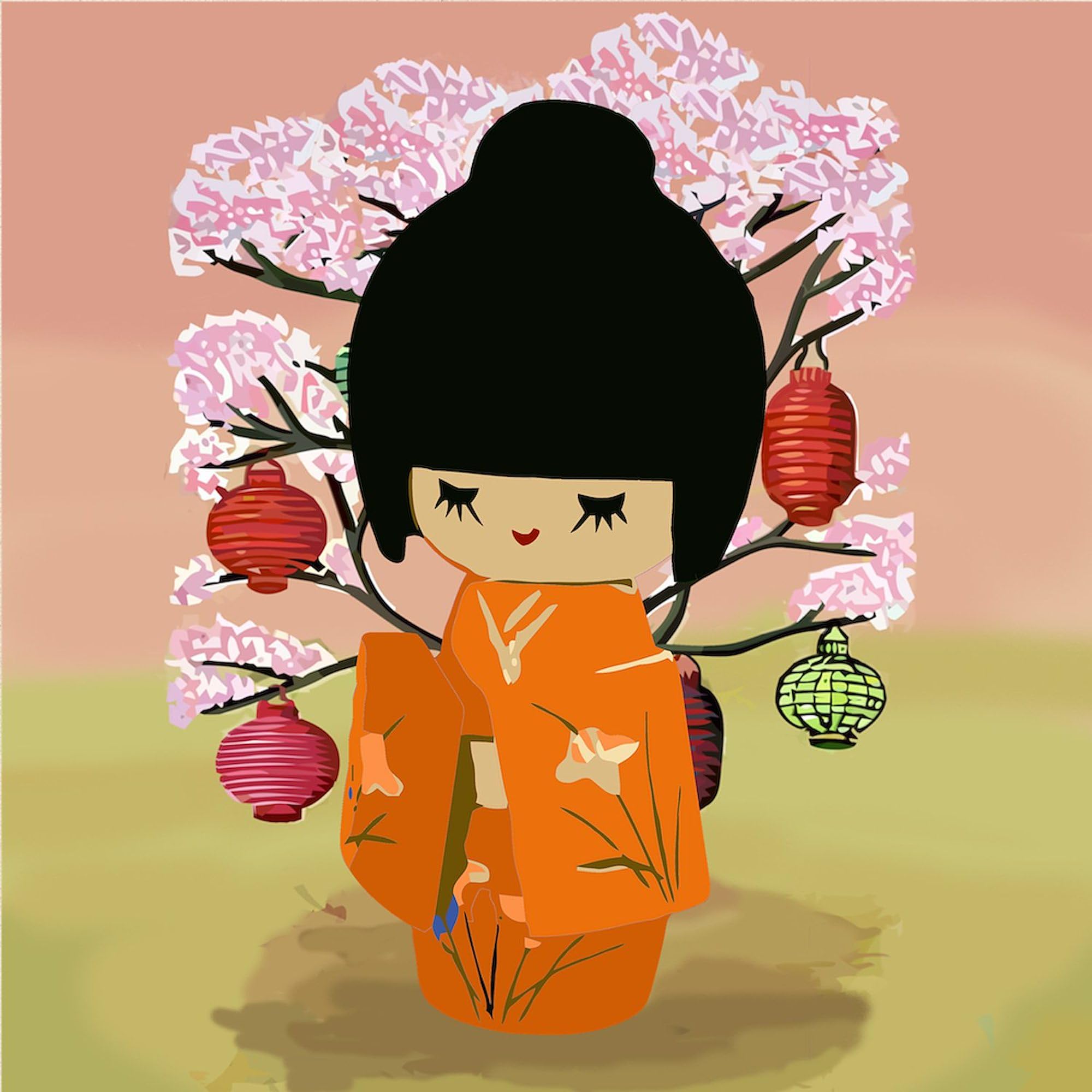 Stylish Kawaii Kokeshi Doll Canvas Tote Bag - Eco-Friendly Reusable Shopping Bag for Women | Perfect for Groceries, Beach Trips & Daily Use