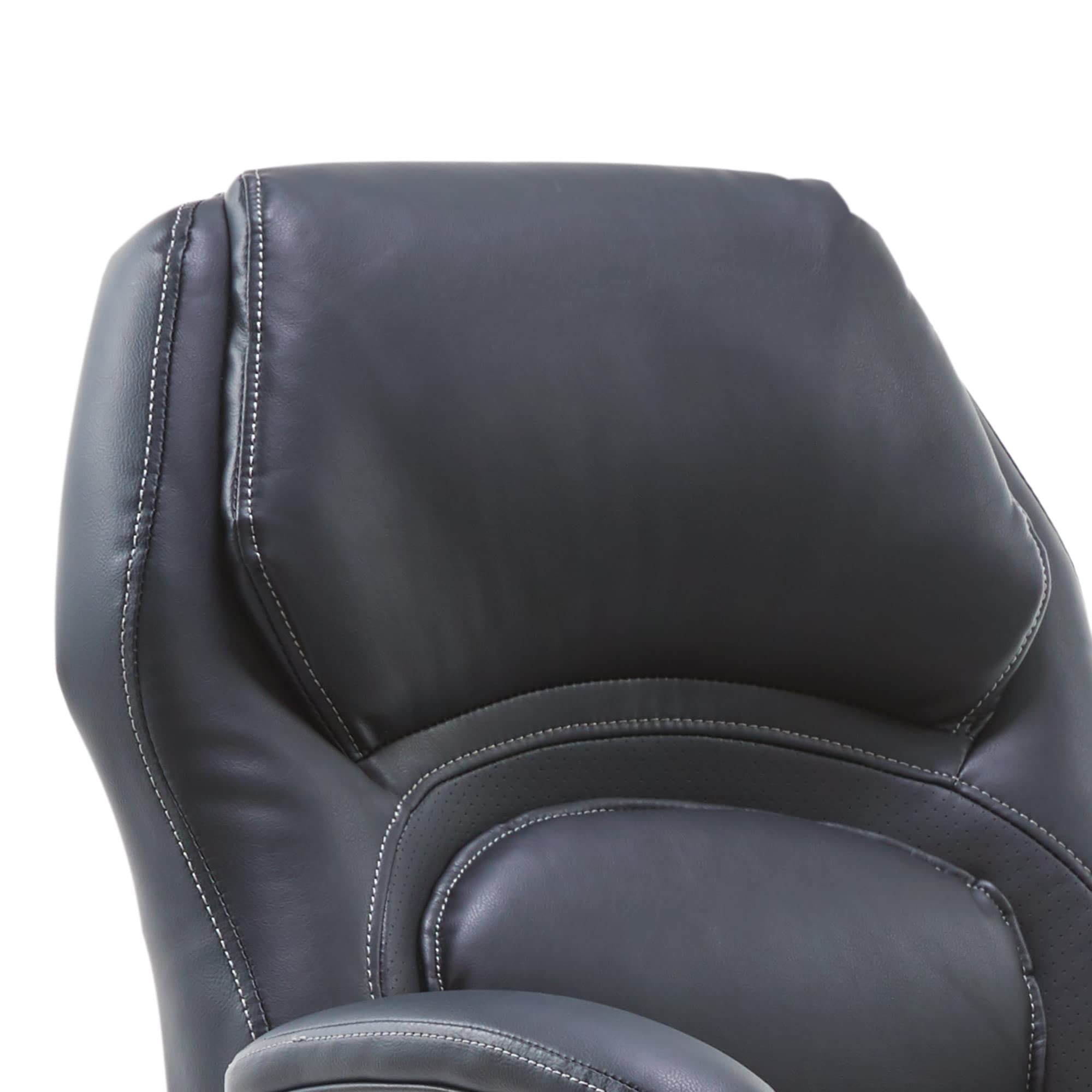 Serta Wellness by Design Executive Office Chair with Lumbar Support - Ergonomic Computer Desk Chair with Back in Motion Technology, Mid Back Leather Black - Perfect for Home Office, Gaming & Workspace Comfort