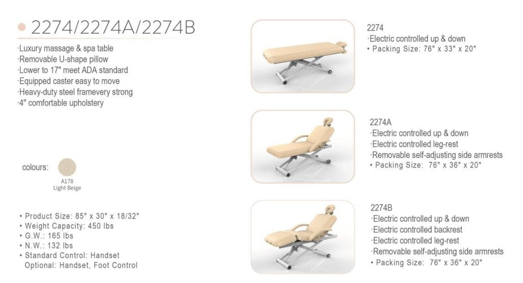 SilverFox 2274A 2-Motor Electric Massage Bed Table with Foot & Hand Controller - Professional Shiatsu Massage for Home & Spa Relaxation