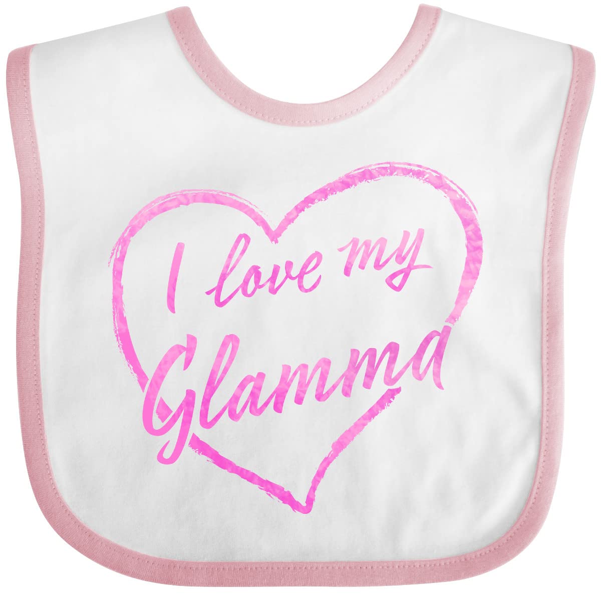 Inktastic I Love My Glamma Pink Chalk Heart Baby Bib - Soft Cotton Drool Bib for Grandmas & Grandbabies, Perfect for Feeding Time & Photo Shoots