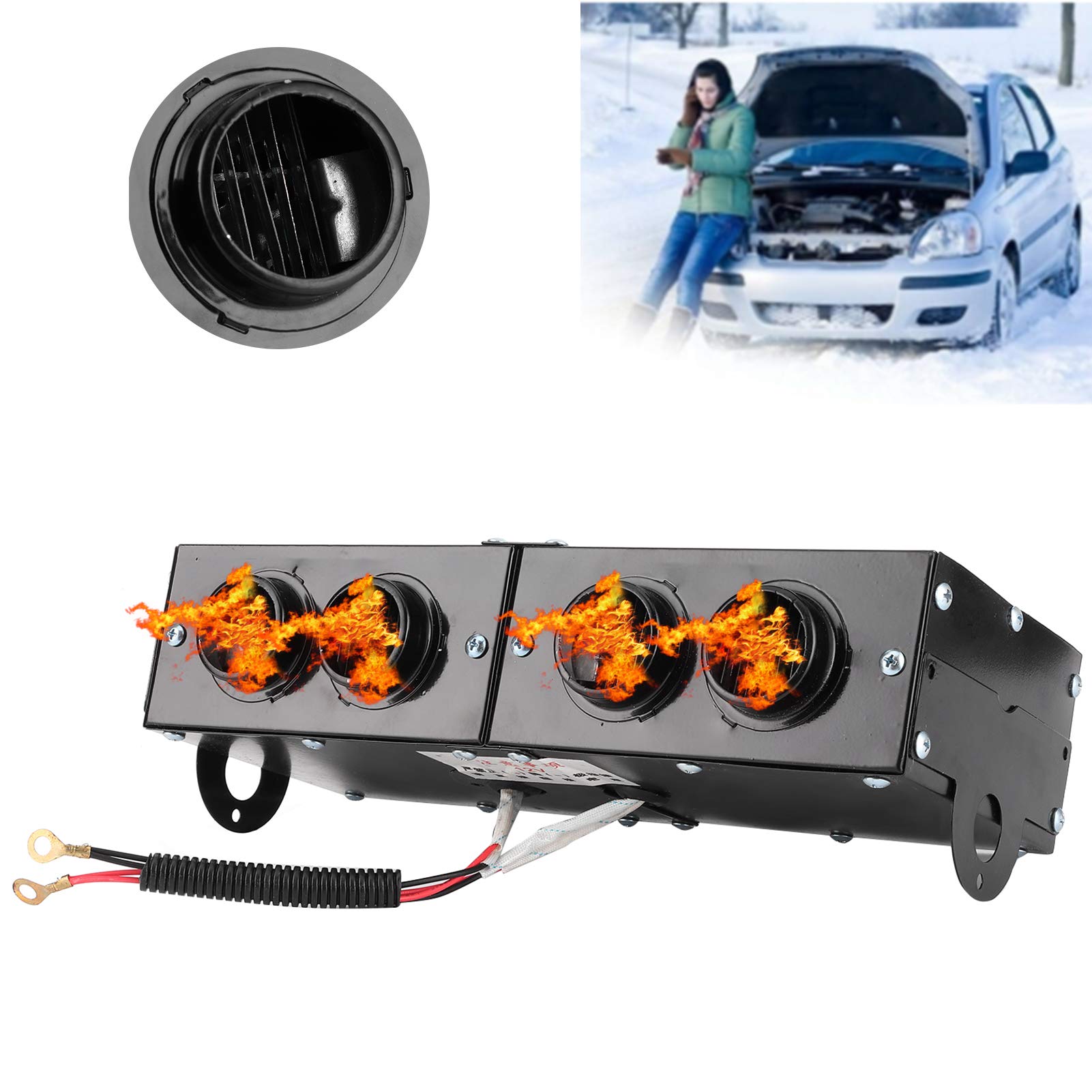 4-Hole Car Defroster & Heater - Fast Auto Defogger & Demister with Cooling Fan - Perfect for Winter Driving & Quick Windshield Clearing