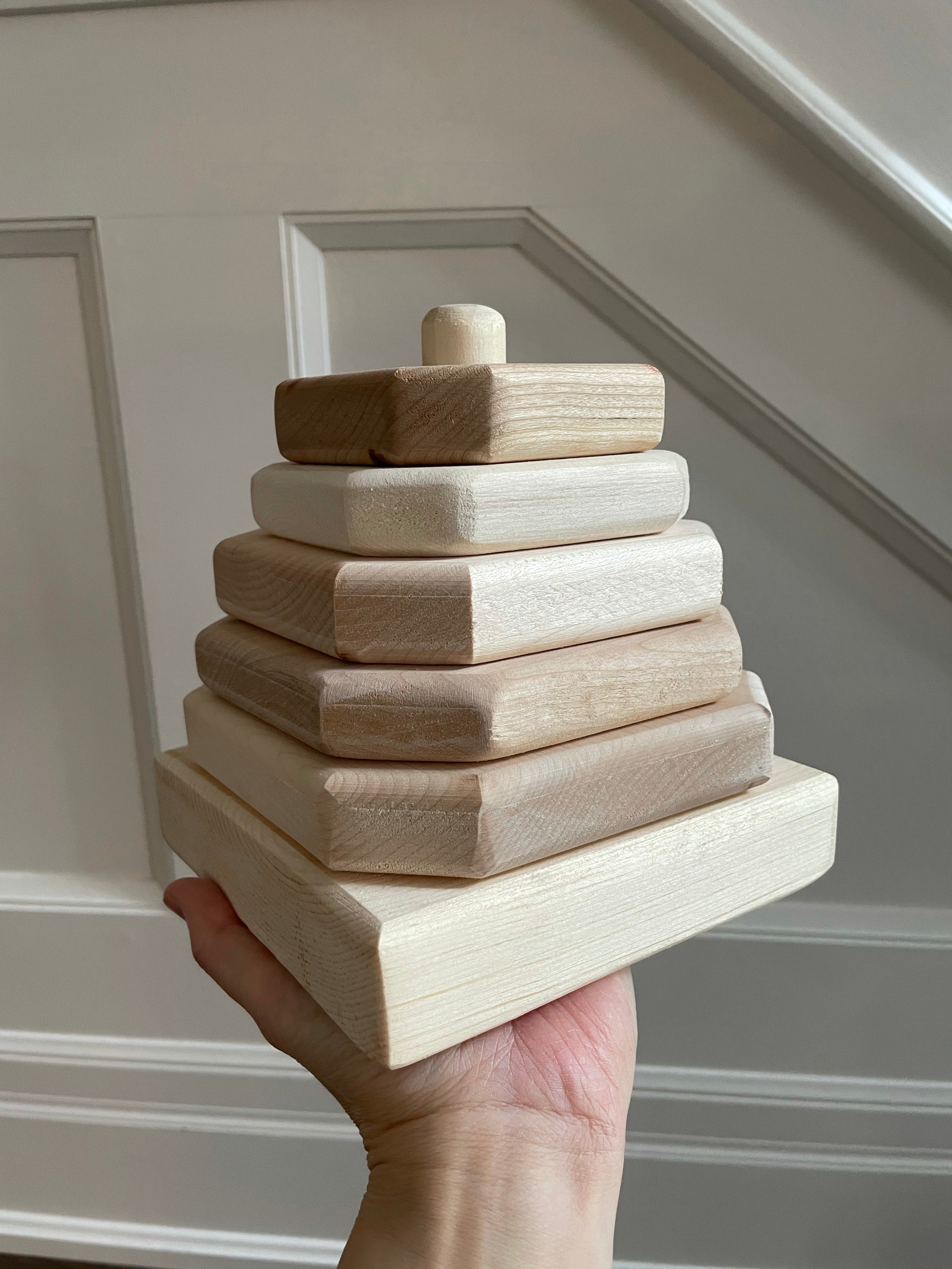 Premium Wooden Stacking Blocks - Montessori Educational Toys for Toddlers 1-3 Years Old - Safe & Non-Toxic Building Blocks for Kids - Perfect for Early Learning, Sensory Play & Nursery Decor