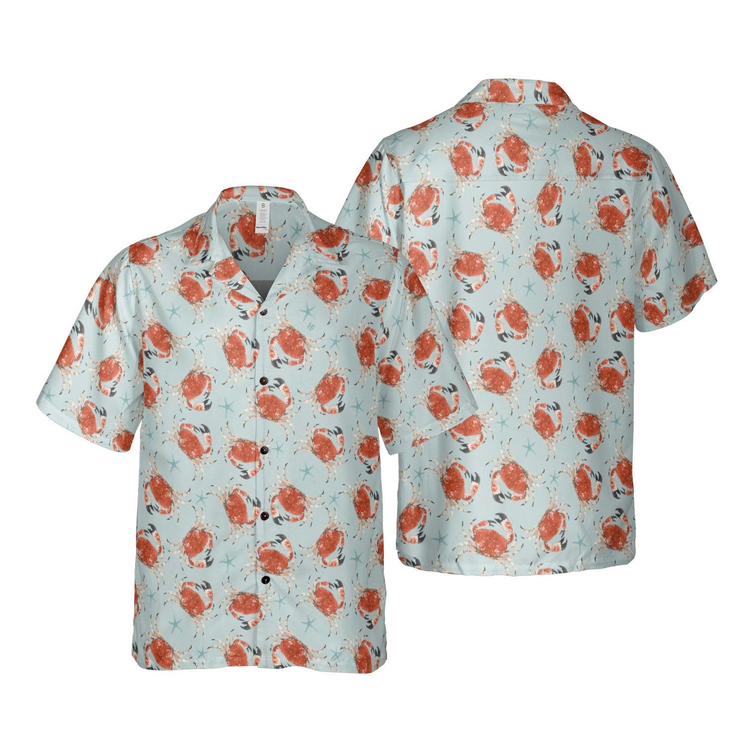 HYPERFAVOR Crab Hawaiian Shirts for Men & Women - Short Sleeve Button Down Crab Print Shirt - Perfect Gift for Crab Lovers - Ideal for Beach Parties, Summer Vacations & Tropical Getaways