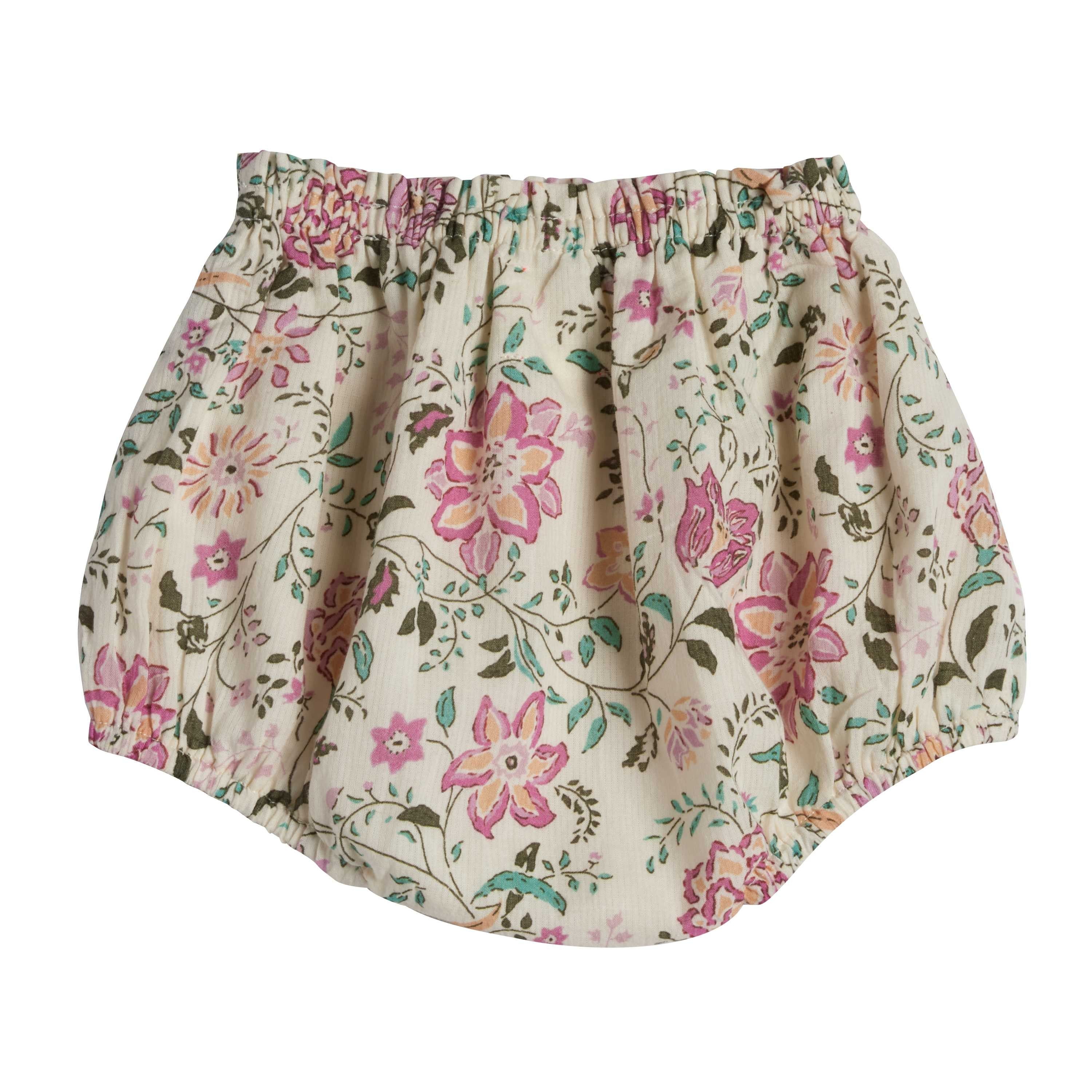 Bonheur du Jour Paris Maudinette Baby Bloomer Floral Rose - Soft Cotton Baby Pants for Newborns & Infants | Perfect for Playtime, Photo Shoots & Special Occasions