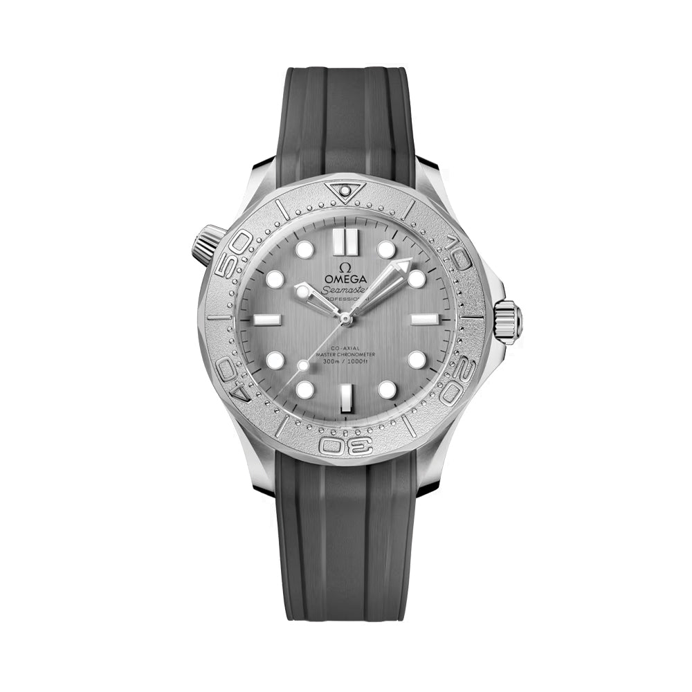 Seamaster Diver 300M Co-Axial Master Chronometer Men's Watch - 42mm Titanium Bezel, Grey Dial, Rubber Strap - Luxury Dive Watch for Swimming, Snorkeling & Water Sports