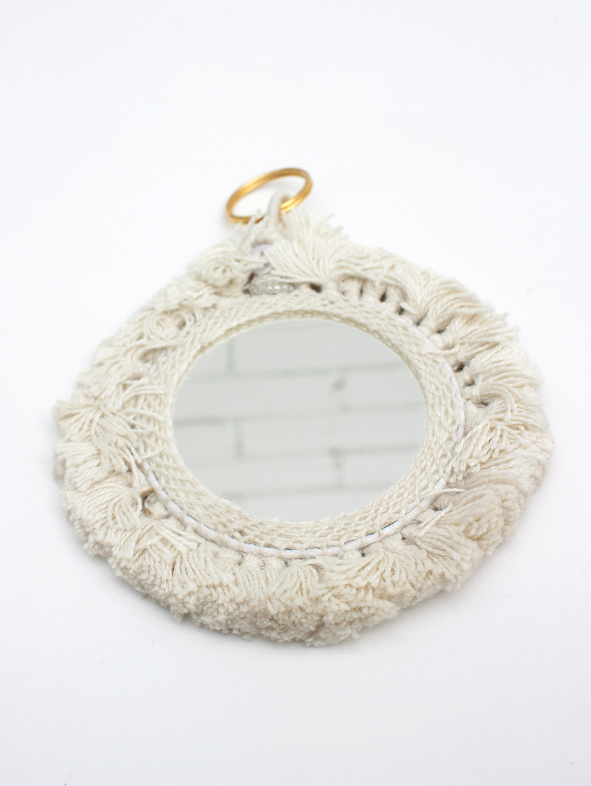 Elegant Tassel Mini Mirrors for Home Decor - Handmade Boho Wall Hanging Mirror with Beaded Fringe - Perfect for Bedroom, Bathroom, Vanity & Boho Chic Decor