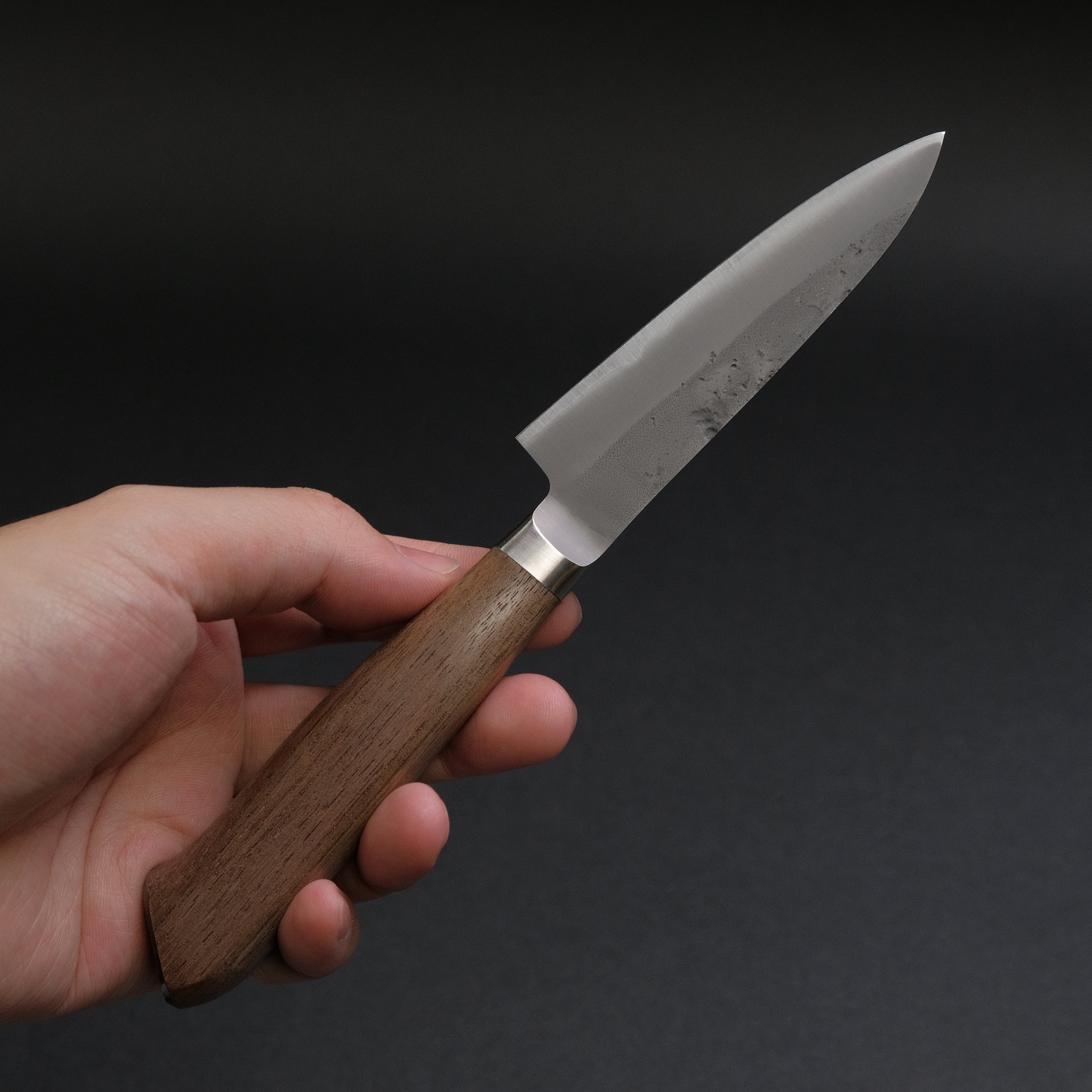 Hitohira TD Blue #2 Stainless Clad Nashiji Yo Paring Knife 90mm with Walnut Handle - Perfect for Fruit Peeling, Vegetable Slicing & Kitchen Prep