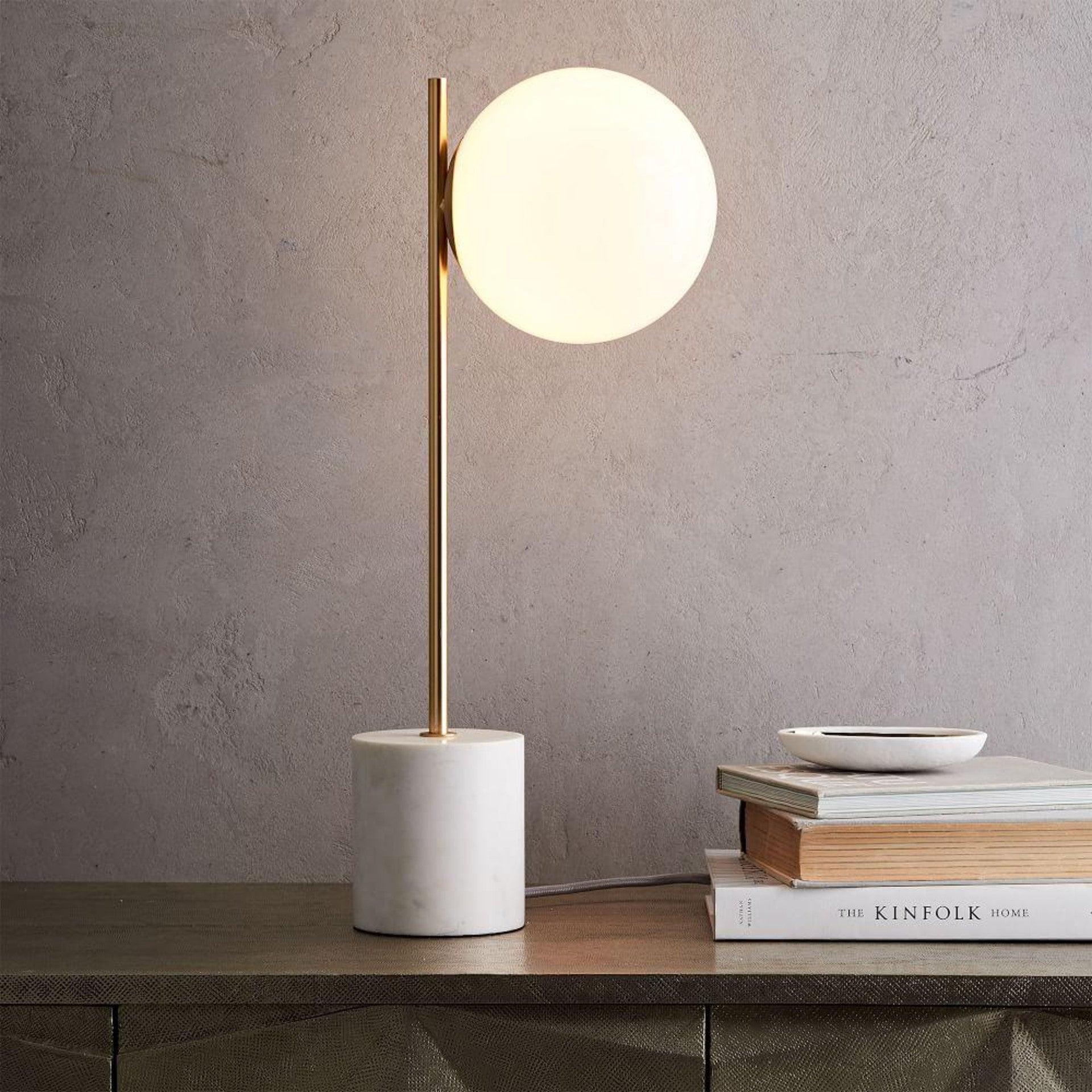 Modern Sphere & Stem Table Lamp - Adjustable LED Desk Light for Home Office, Bedroom, and Living Room - Perfect for Reading, Working, and Ambient Lighting