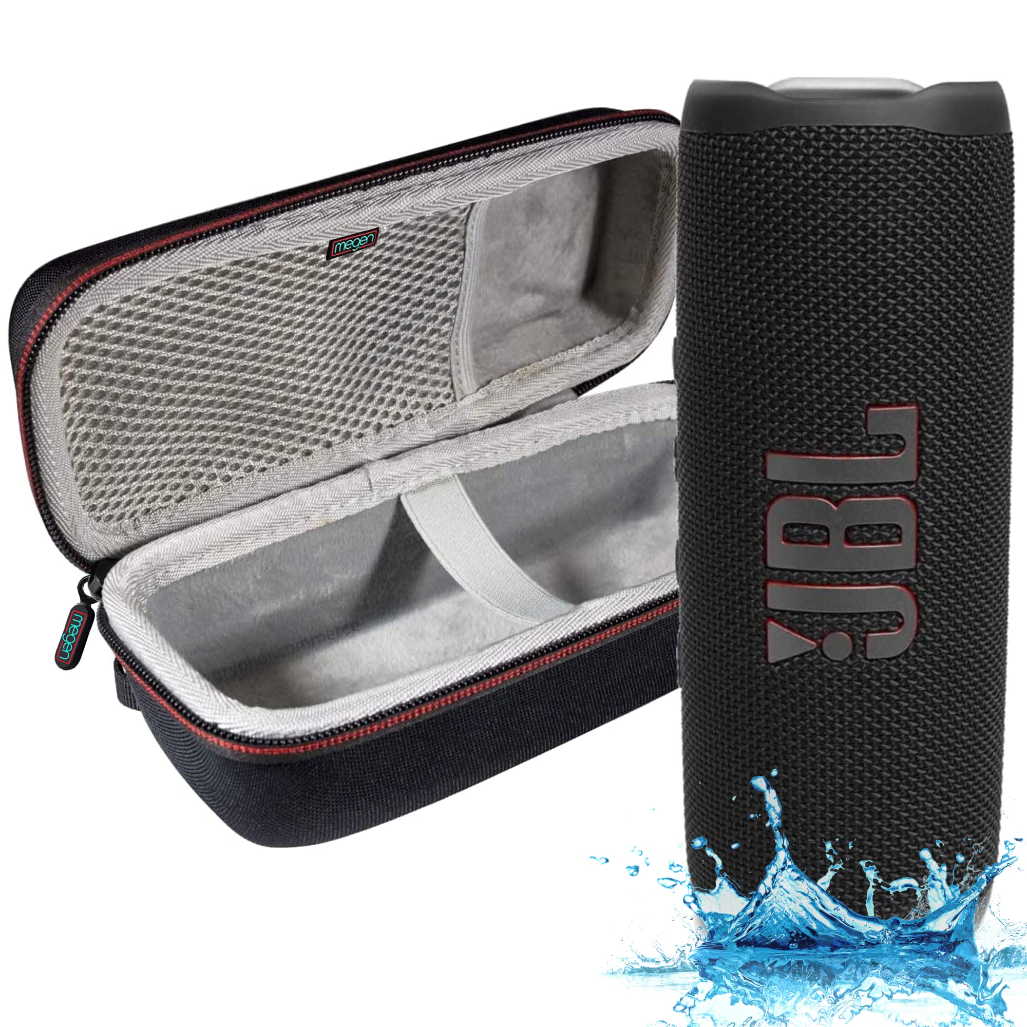 JBL Flip 6 Waterproof Portable Bluetooth Speaker - IPX7 Waterproof, 12 Hours Playtime, Powerful Sound with Deep Bass - Perfect for Beach, Pool Party, Outdoor Adventures & Travel (Includes Megen Hartshell Case)