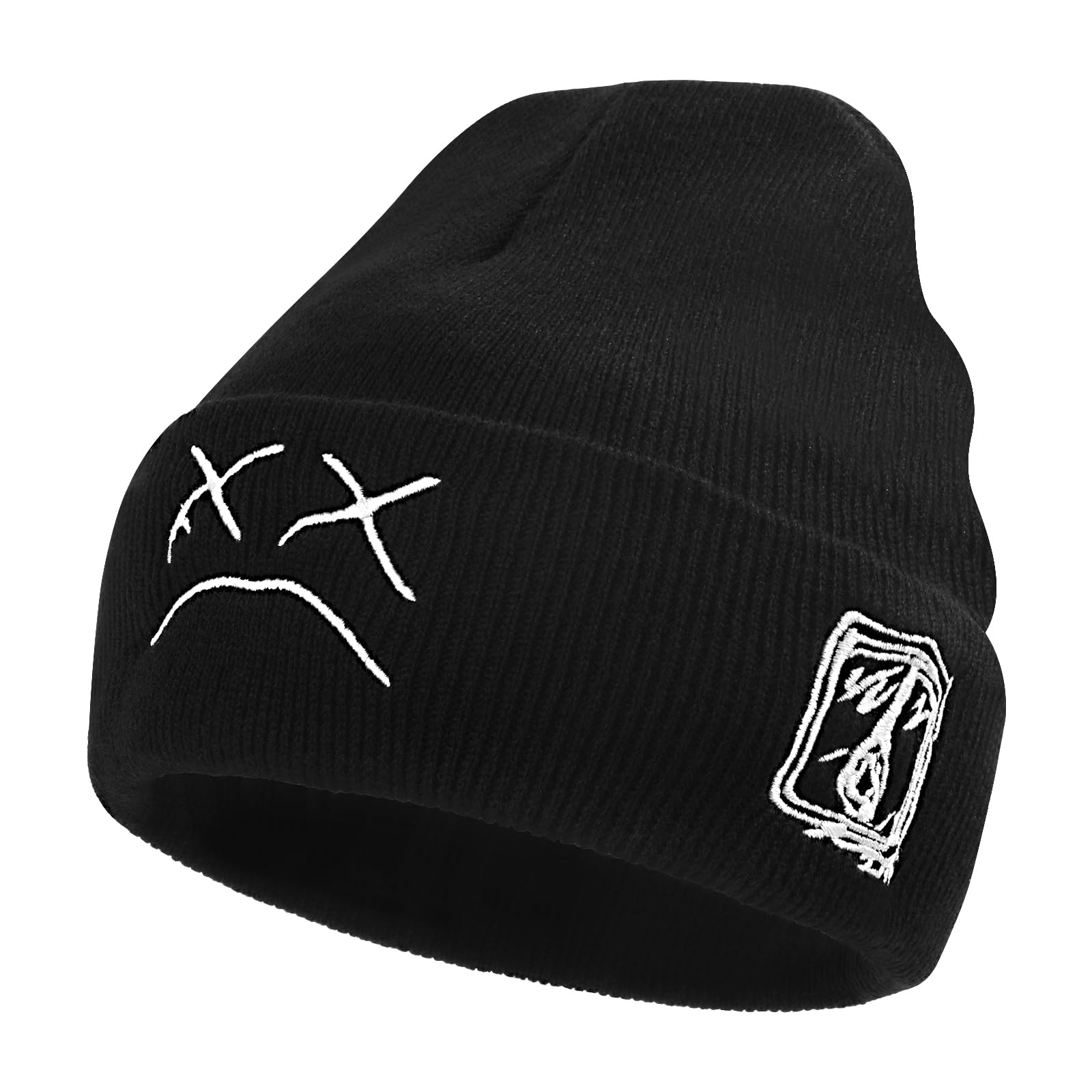 Cute Cat Face Knit Beanie Hat - Anime Embroidery Winter Warm Knitted Cap for Boys & Girls - Perfect for Cold Weather, Cosplay & Casual Outfits