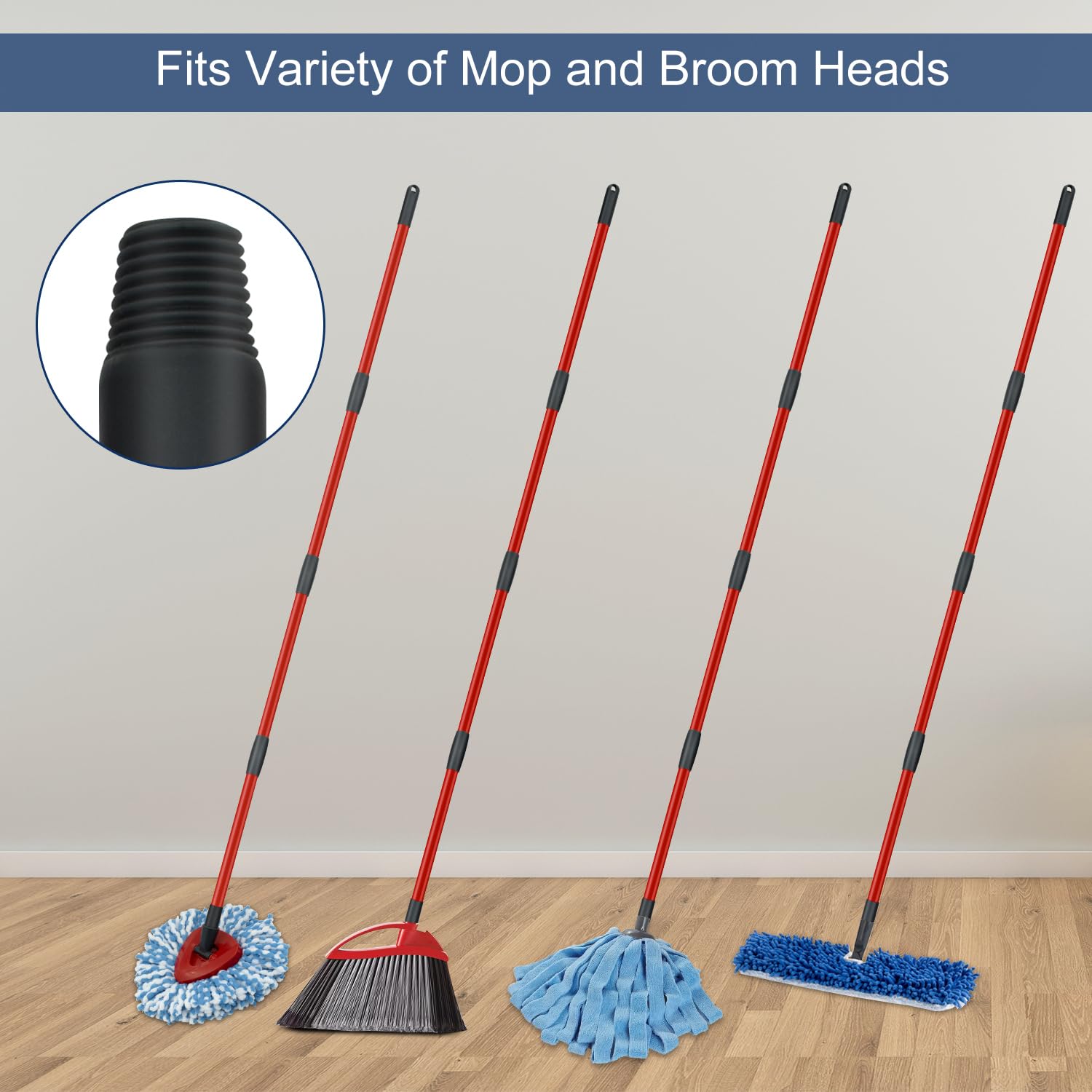 Oceda Spin Mop Handle Replacement - 4-Section Adjustable Mop Stick (30