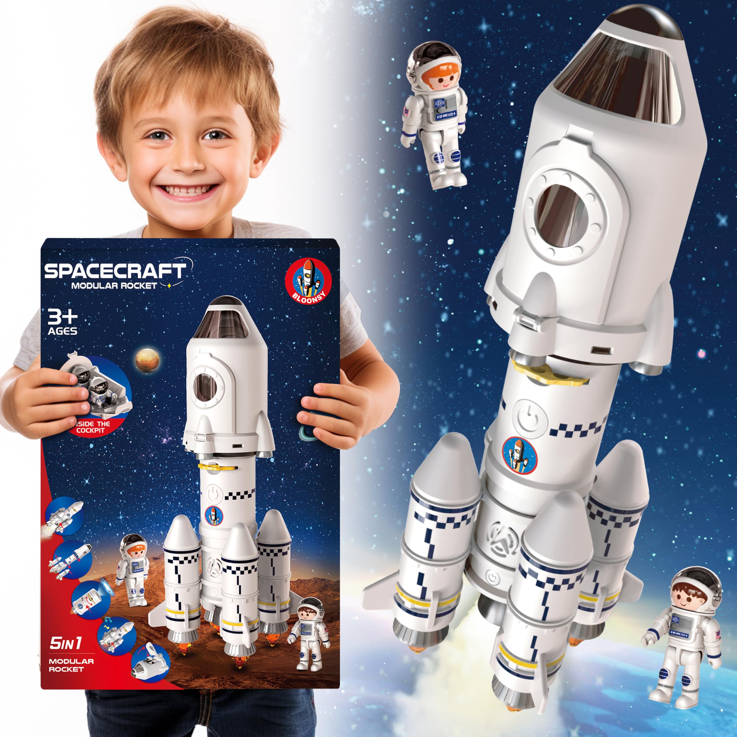 Best Rocket Ship Toys for Kids - Space Shuttle Model with Astronaut Figures | STEM Educational Space Toys for Boys & Girls Ages 3-10 | Perfect for Birthday Gifts, Classroom Learning & Pretend Play Adventures