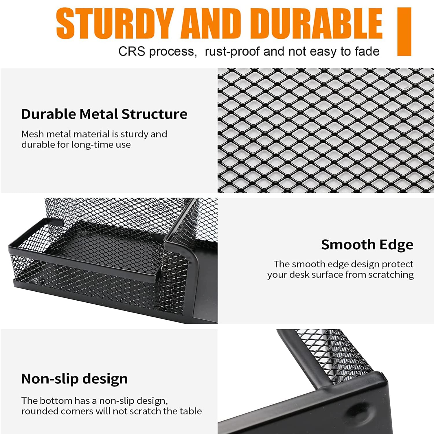 3-Pack Black Mesh Desk Organizer Set - 3-Compartment Pen Holder, Pencil Cup & Paper Clip Holder for Office & School Supplies | Perfect for Markers, Crafts & Stationery Organization