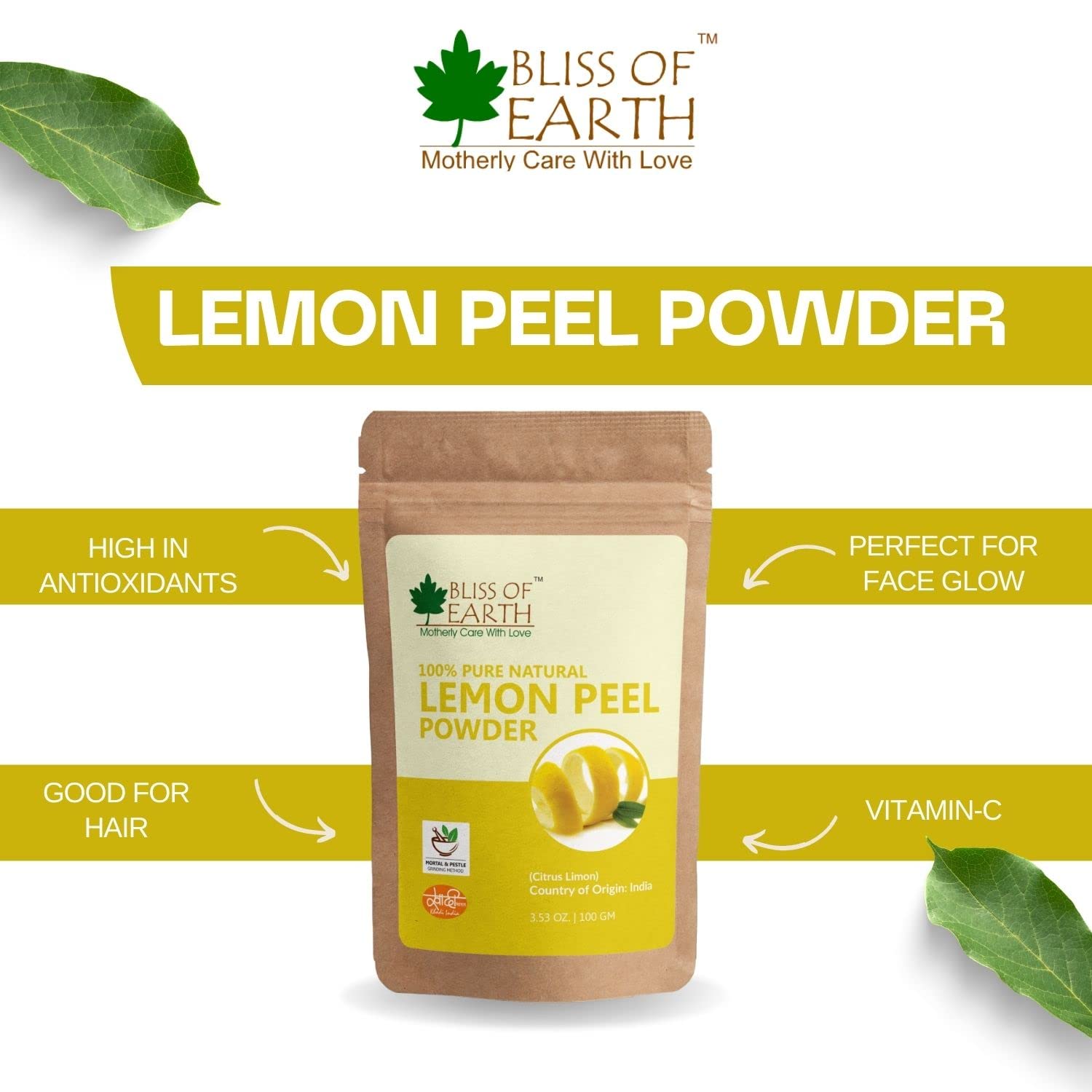 Bliss of Earth® 100g Natural Jatamansi Powder & 100g Lemon Peel Powder for Skin Whitening, Acne Treatment & Brightening - Organic Face Care for Glowing Complexion & Blemish-Free Skin | DIY Face Masks & Natural Beauty Remedies