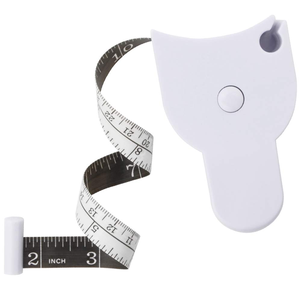 Body Tape Measure - 72 Inch/1.83M Retractable Dual Sided Measuring Tape for Weight Loss & Fitness Tracking | Perfect for Body Measurements, Sewing & Tailoring (White)