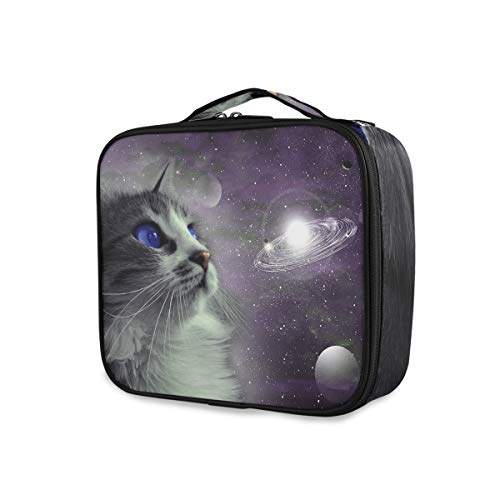 ALAZA Galaxy Space Animal Cat Makeup Organizer Travel Toiletry Bag for Women | Cosmetic Storage Pouch for Travel, Gym & Home Organization