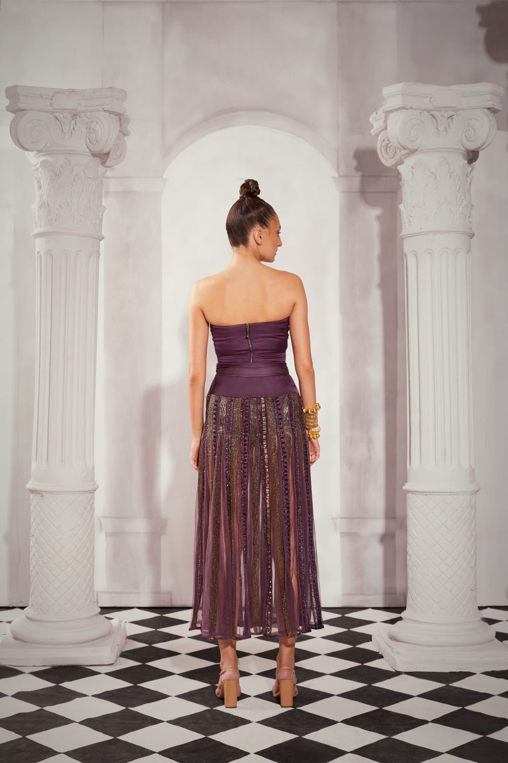 Stylish Aubergine Pleated Crop Top for Women - Trendy Summer Fashion, Casual & Party Wear