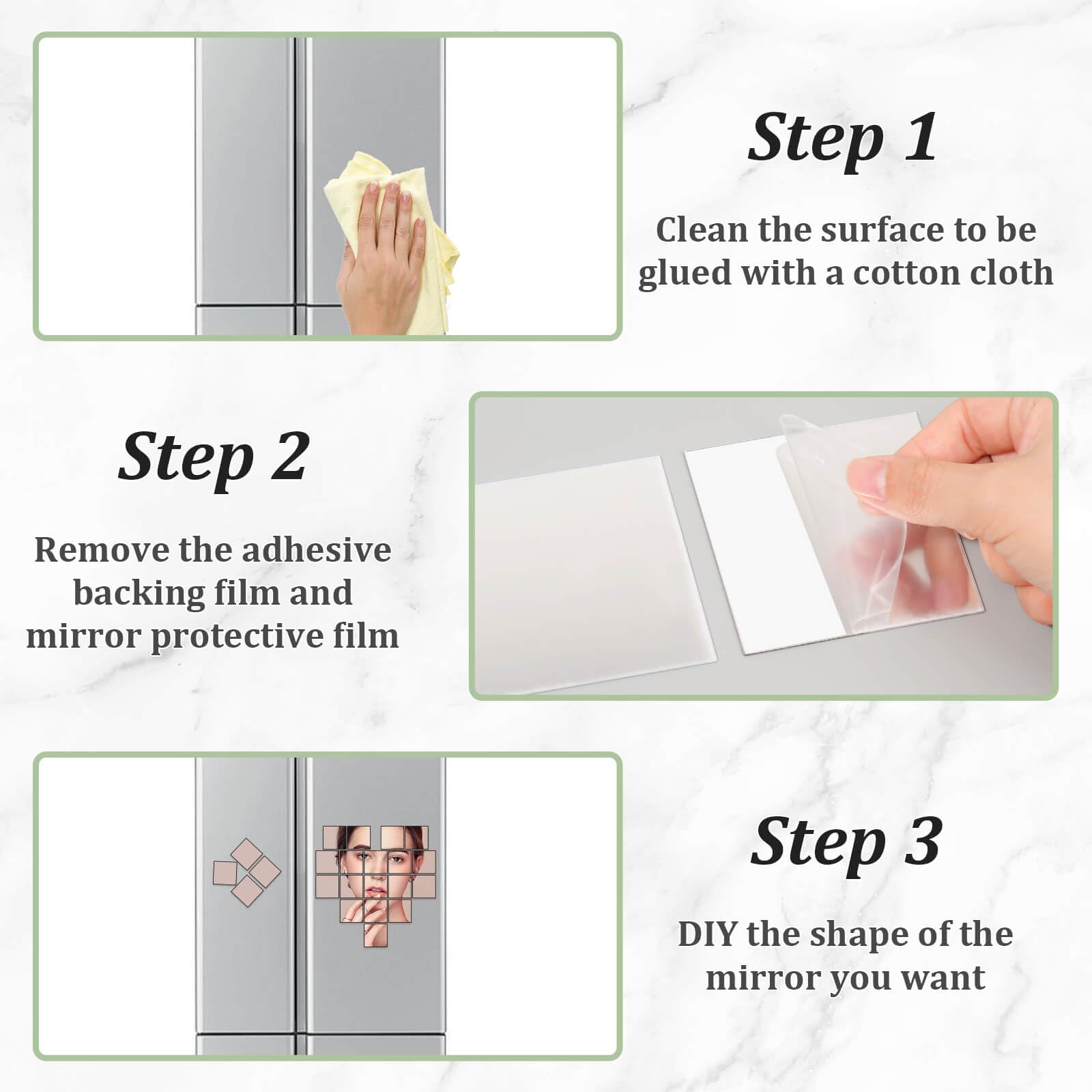 30 PCS Self-Adhesive Acrylic Mini Mirror Tiles - 2 Inch Square High-Definition Small Mirrors for DIY Crafts, Home Wall Decor, Kitchen & Bathroom Renovation - Perfect for Mosaic Art, Vanity Makeup & Interior Design Projects
