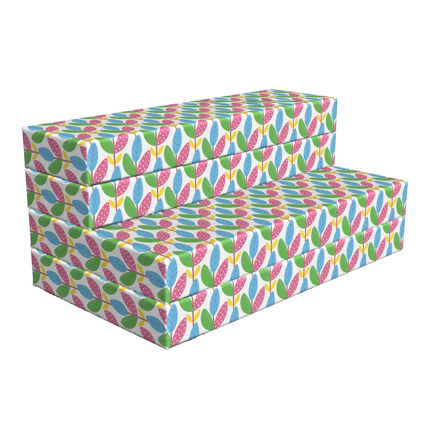 Ambesonne Leaves Foldable Mattress - Polka Dots & Stripes Design 78.7 x 47.2 Inch Multicolor Guest Bed, Floor Mattress for Camping, Travel & Home Use