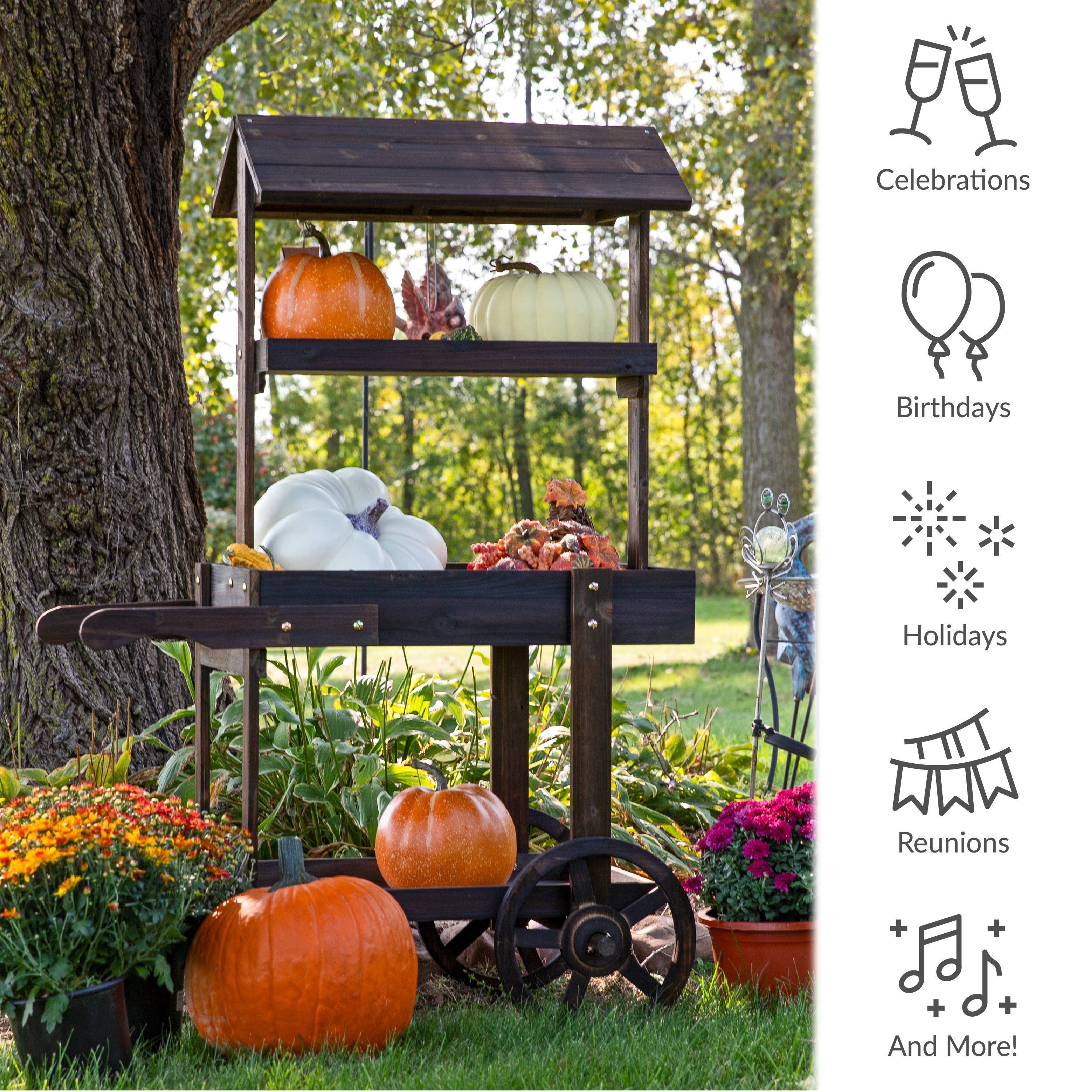 Sunnydaze Country Market Flower Cart Display Stand - 49.25