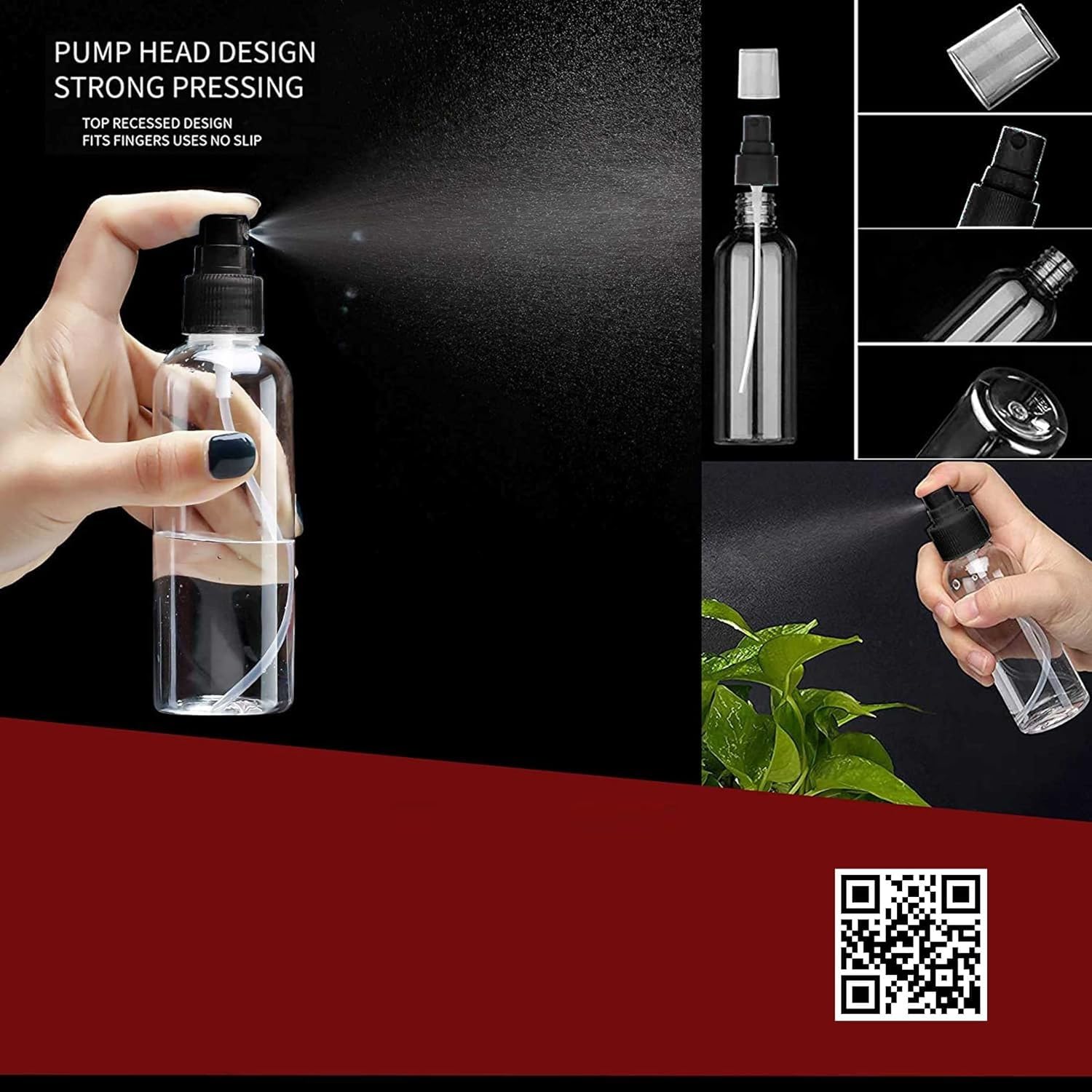 Kienlix 12-Pack 50ml Clear Empty Fine Mist Spray Bottles - Refillable Plastic Travel Containers for Hair, Skin & Essential Oils | Perfect for DIY, Beauty & Travel