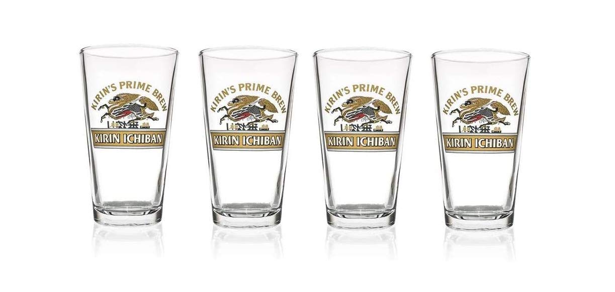 Premium Japanese Craft Beer Pint Glass Set - 4 Pack for Beer Enthusiasts | Ideal for Home Bars, Pubs, and Gift Giving