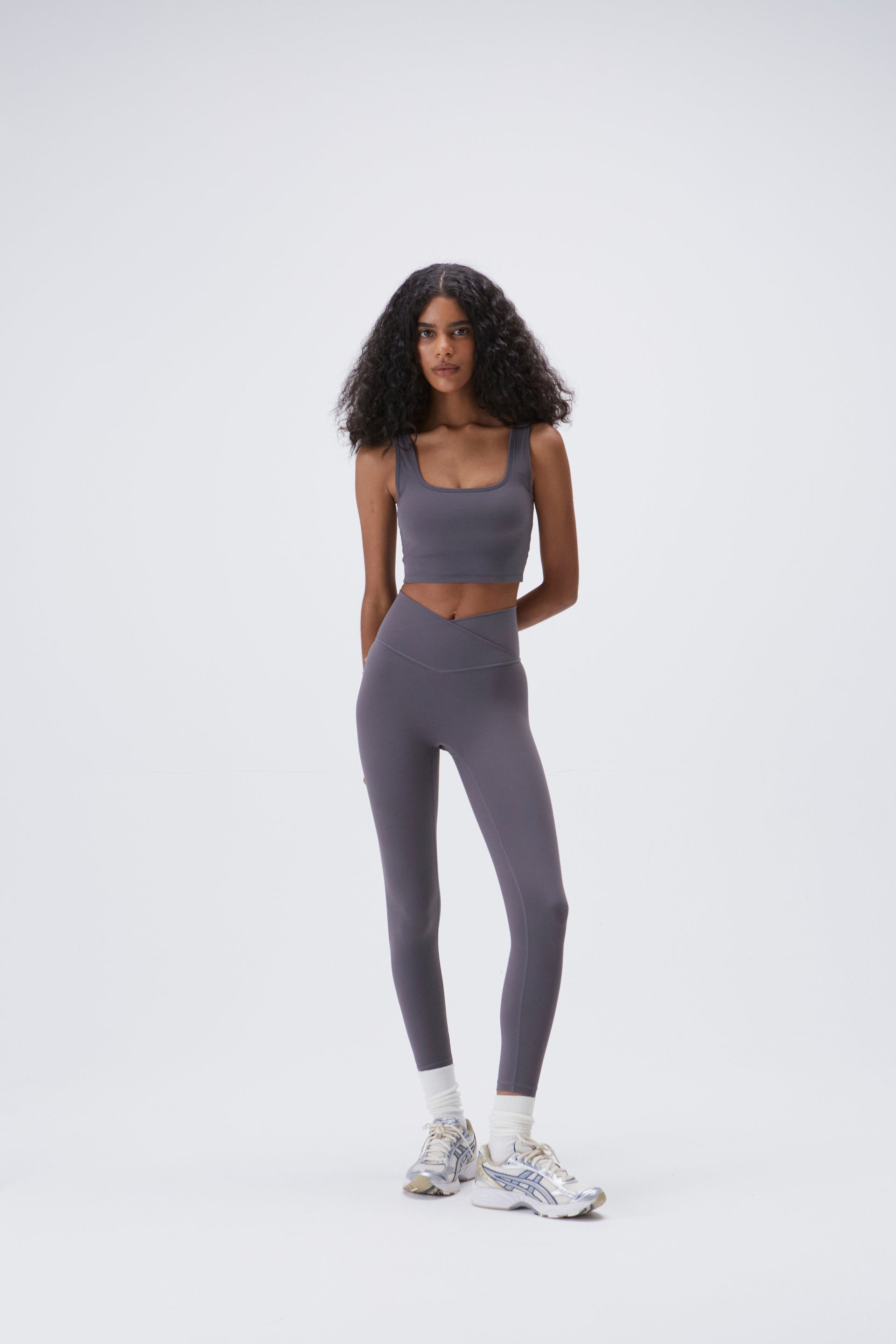Ultimate Wrap Over Leggings for Women - Dark Grey High Waist Yoga Pants - Perfect for Workout, Yoga, Running & Lounge Wear